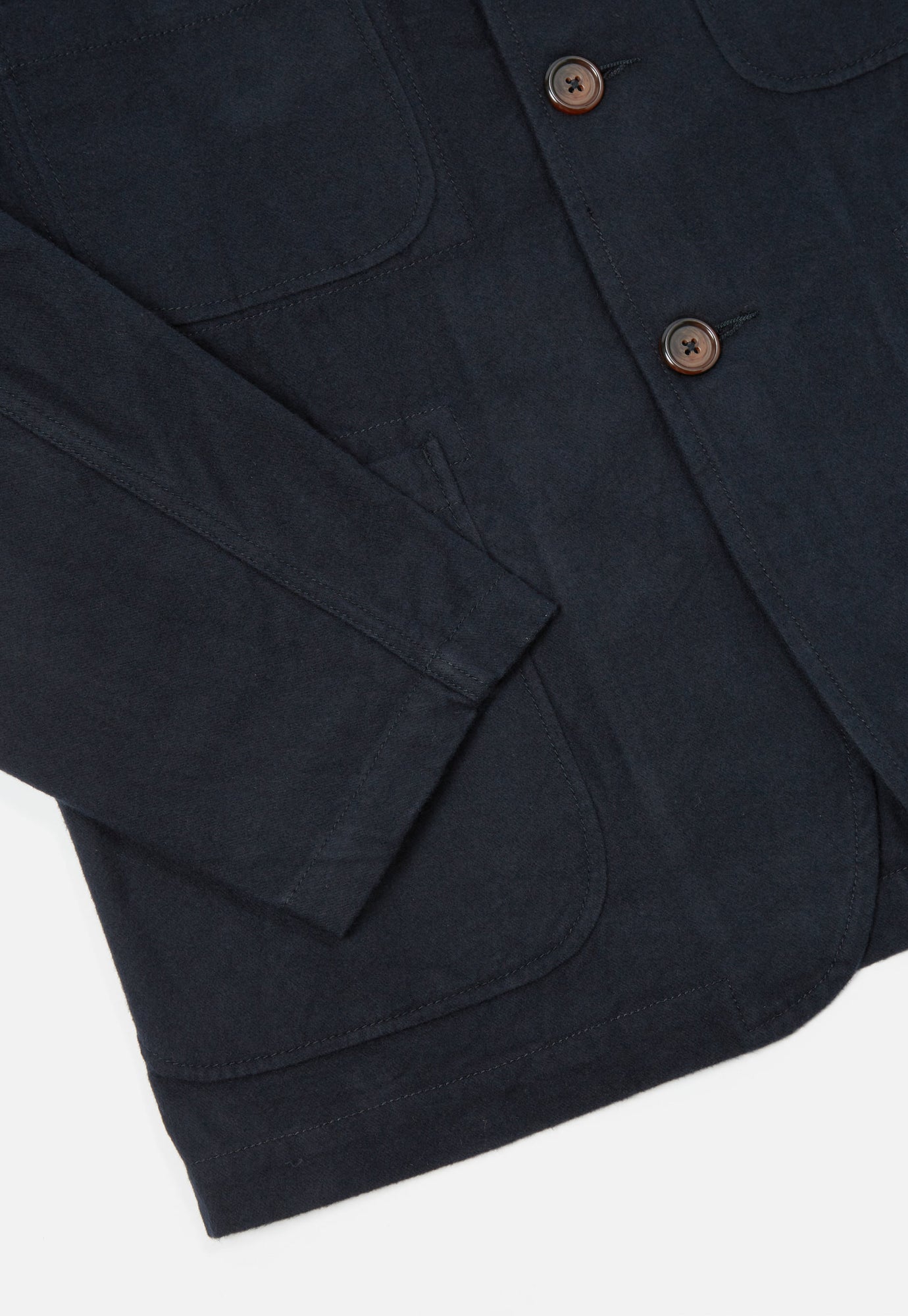 Universal Works Five Pocket Jacket in Black Nebraska Cotton