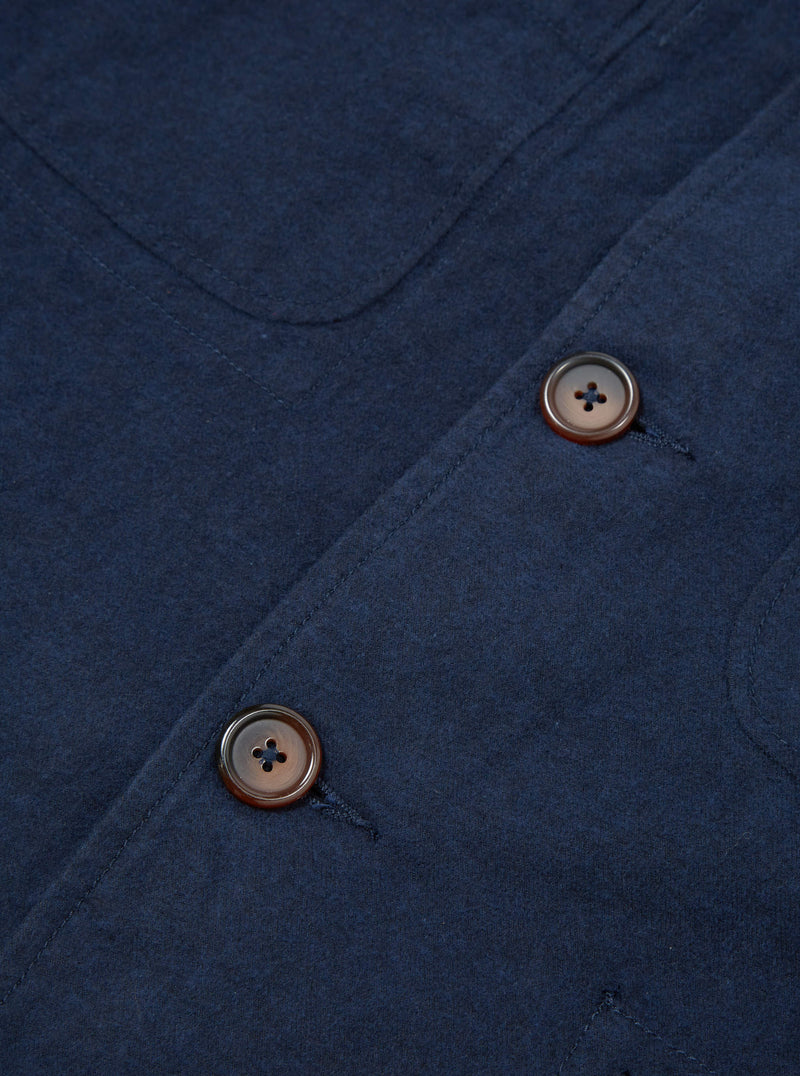 Universal Works Five Pocket Jacket in Navy Nebraska Cotton