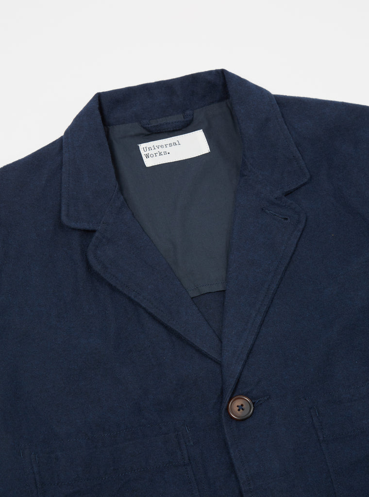 Universal Works Five Pocket Jacket in Navy Nebraska Cotton