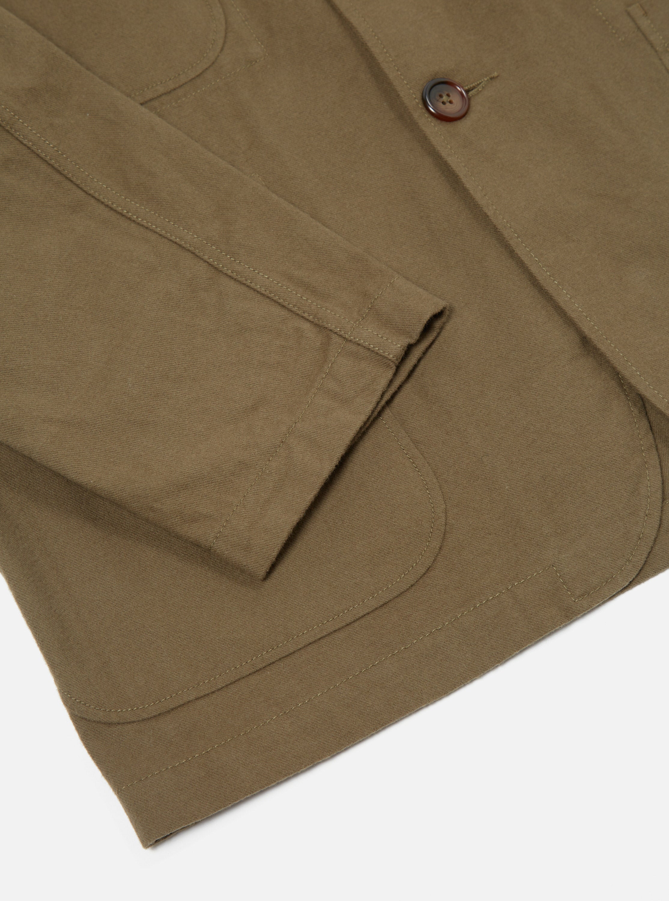 Universal Works Five Pocket Jacket in Olive Nebraska Cotton