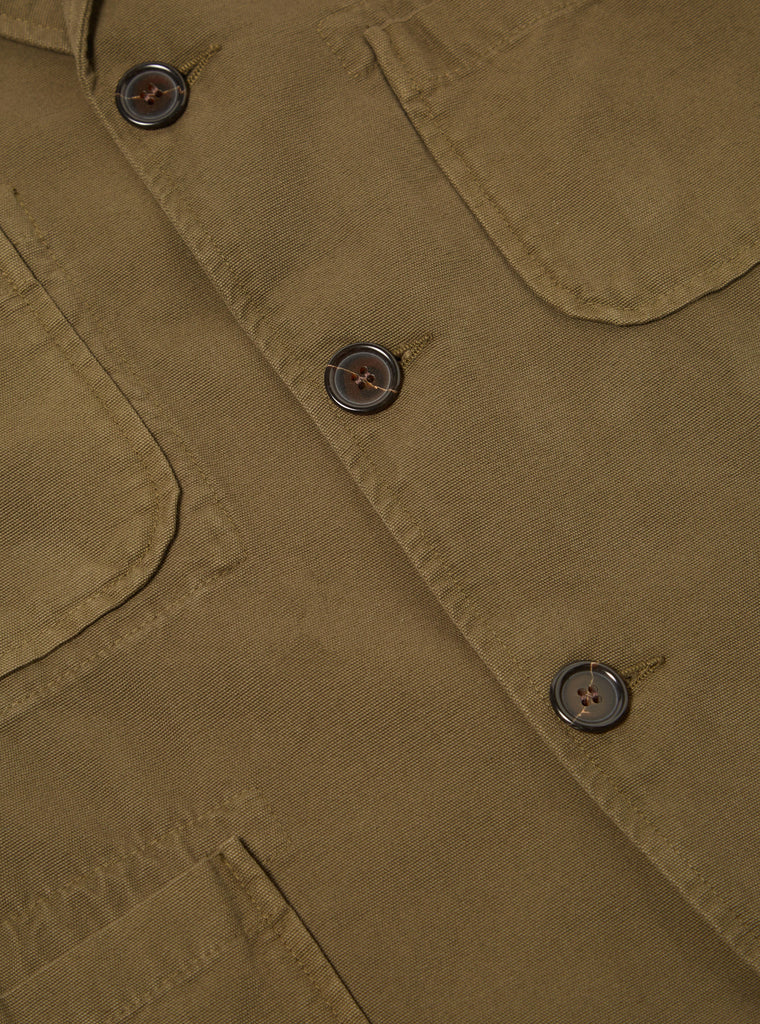 Universal Works Five Pocket Jacket in Olive Canvas
