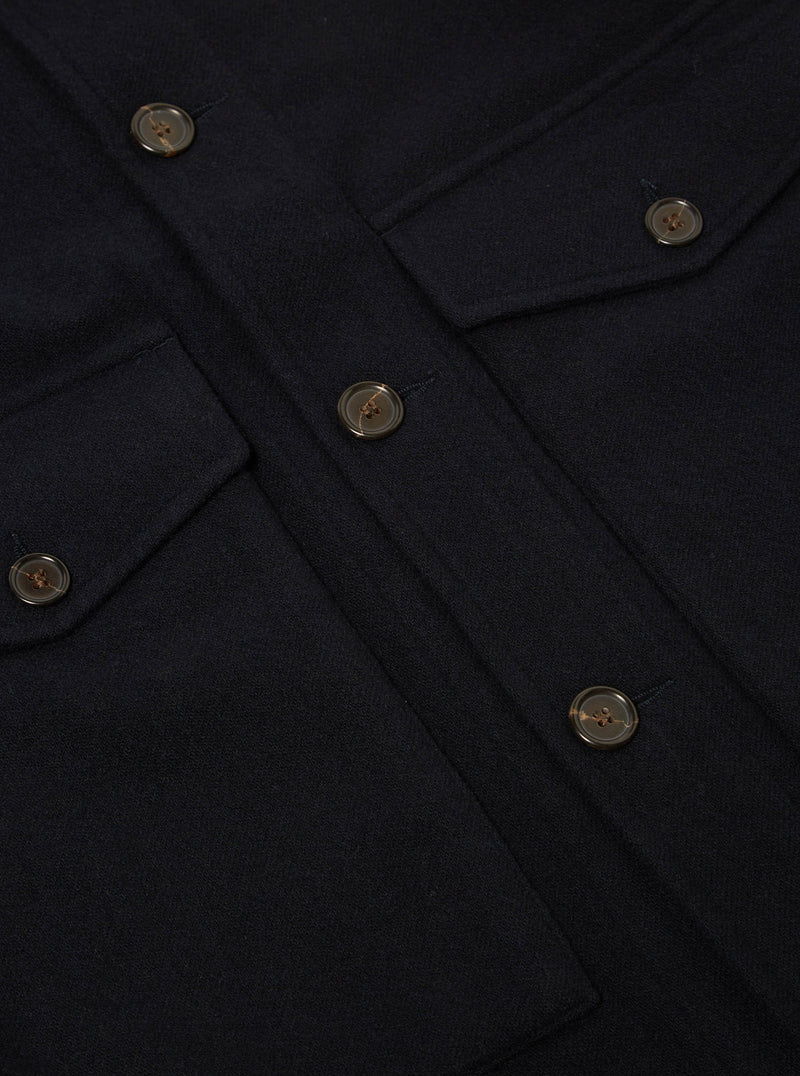 Universal Works Watchman II Jacket in Navy Recycled Soft Wool