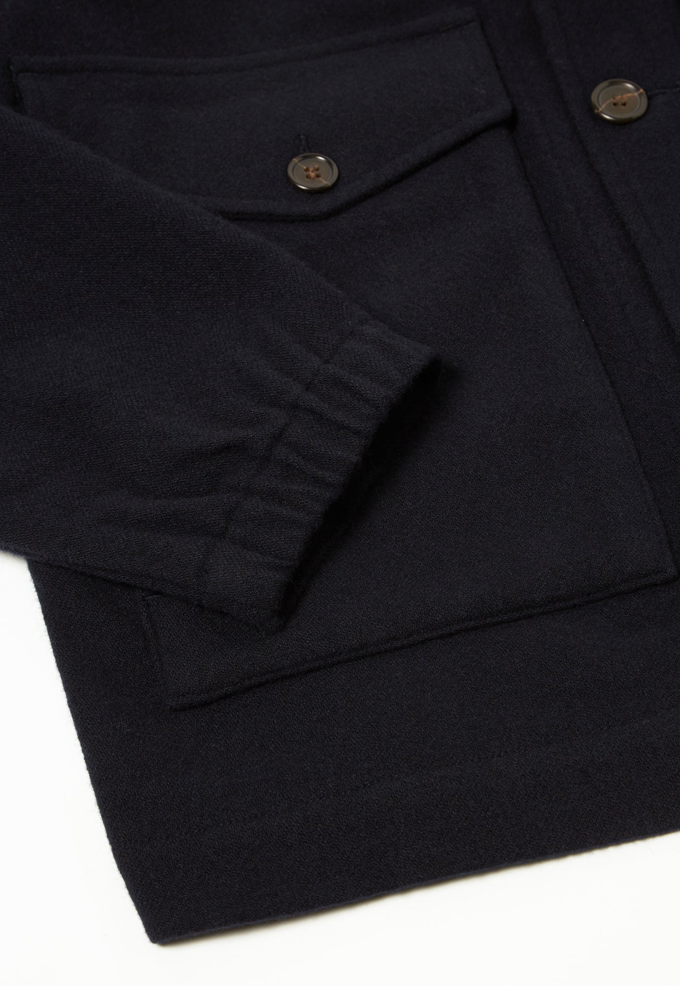 Universal Works Watchman II Jacket in Navy Recycled Soft Wool
