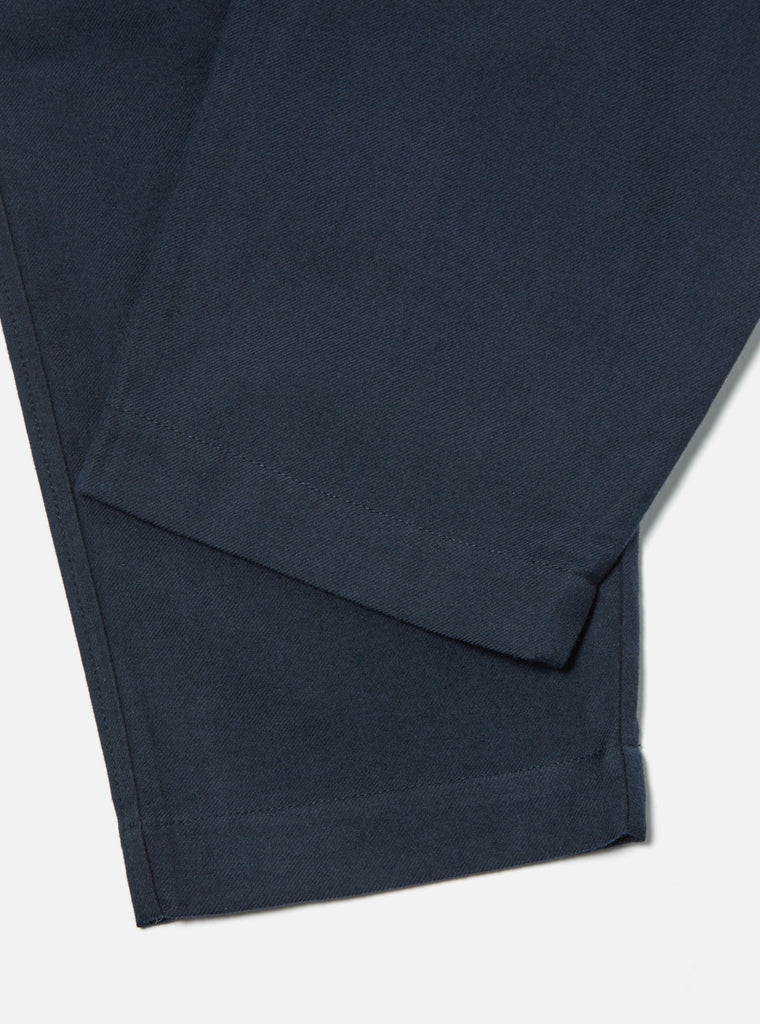 Universal Works Pleated Track Pant in Navy Cotton/Wool Twill