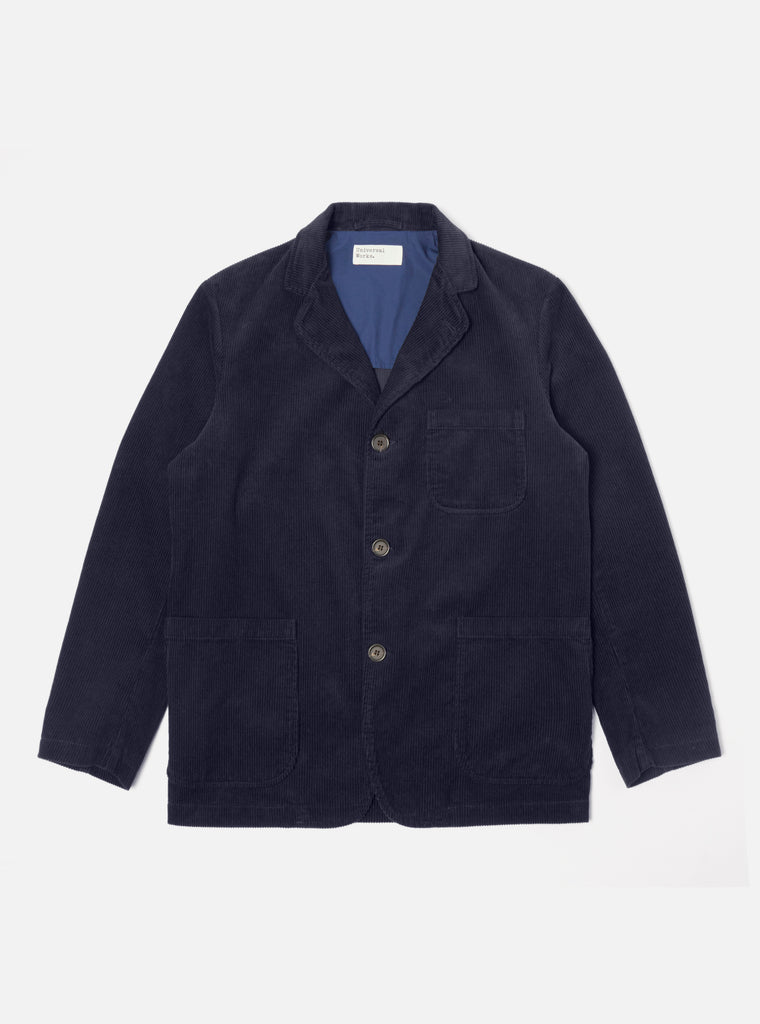 Universal Works Three Button Jacket in Navy Cord
