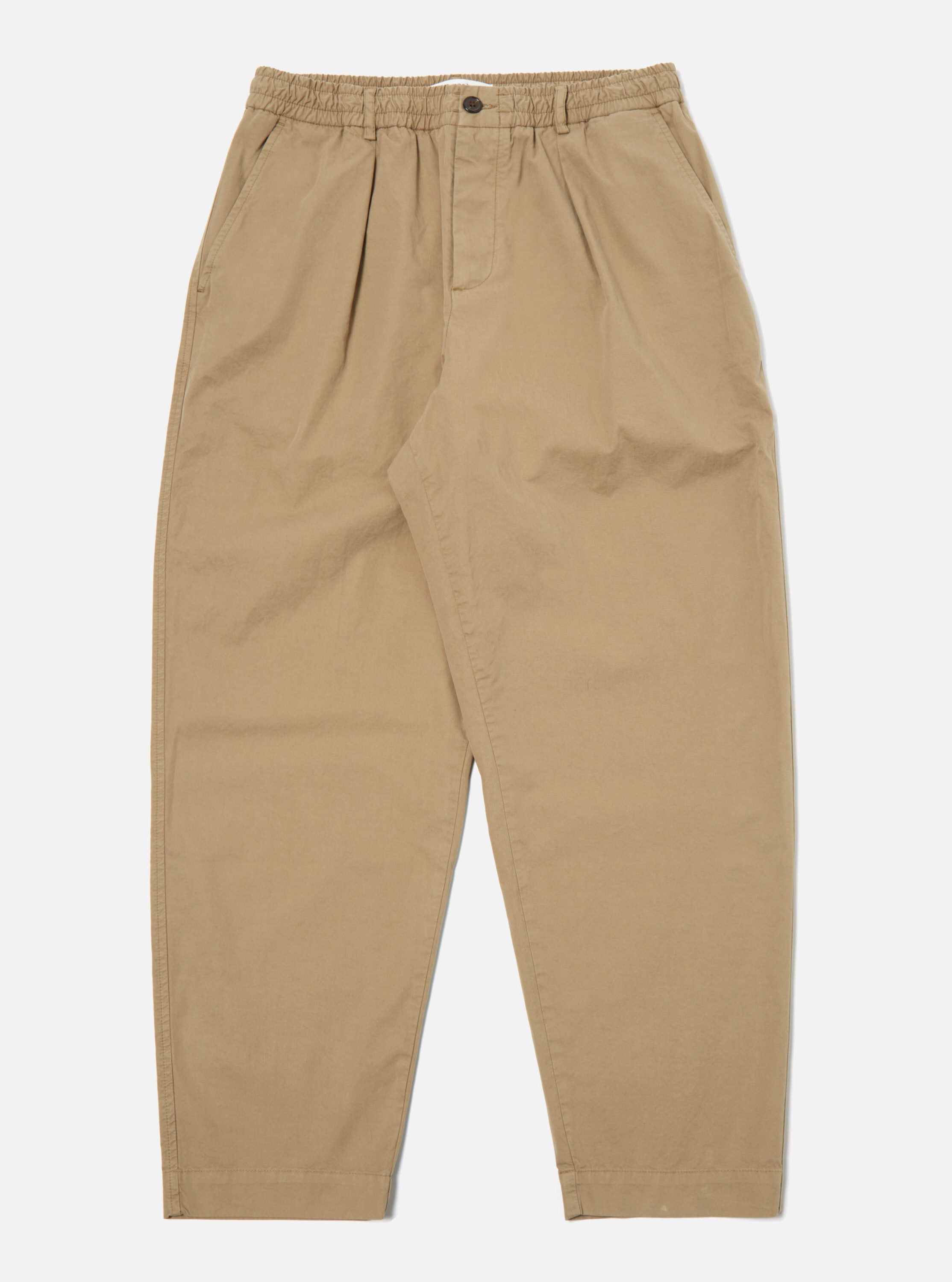 Universal Works Pleated Track Pant in Sand Organic Utility Cotton
