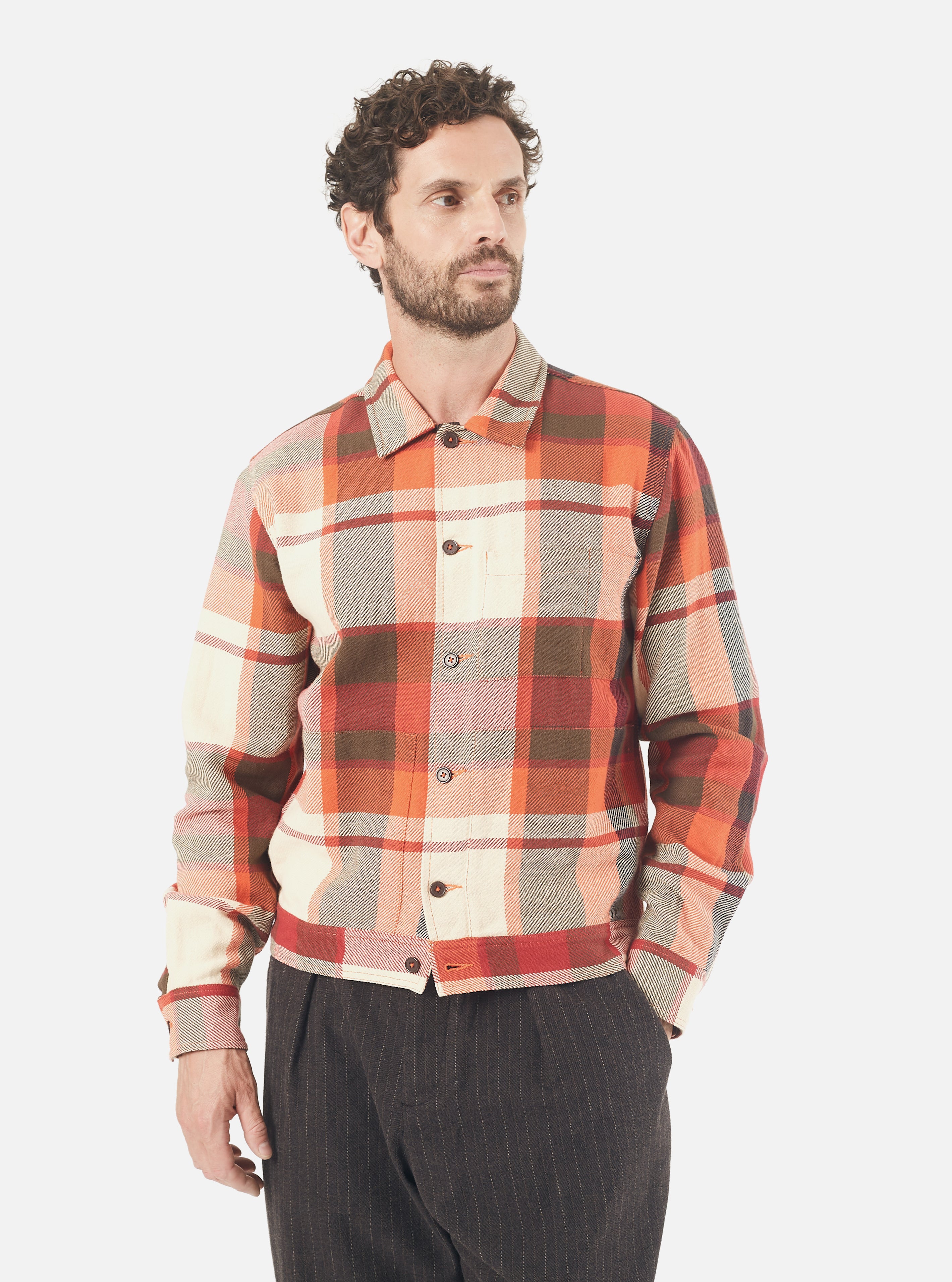 Universal Works Uniform Shirt in Red Earth Check