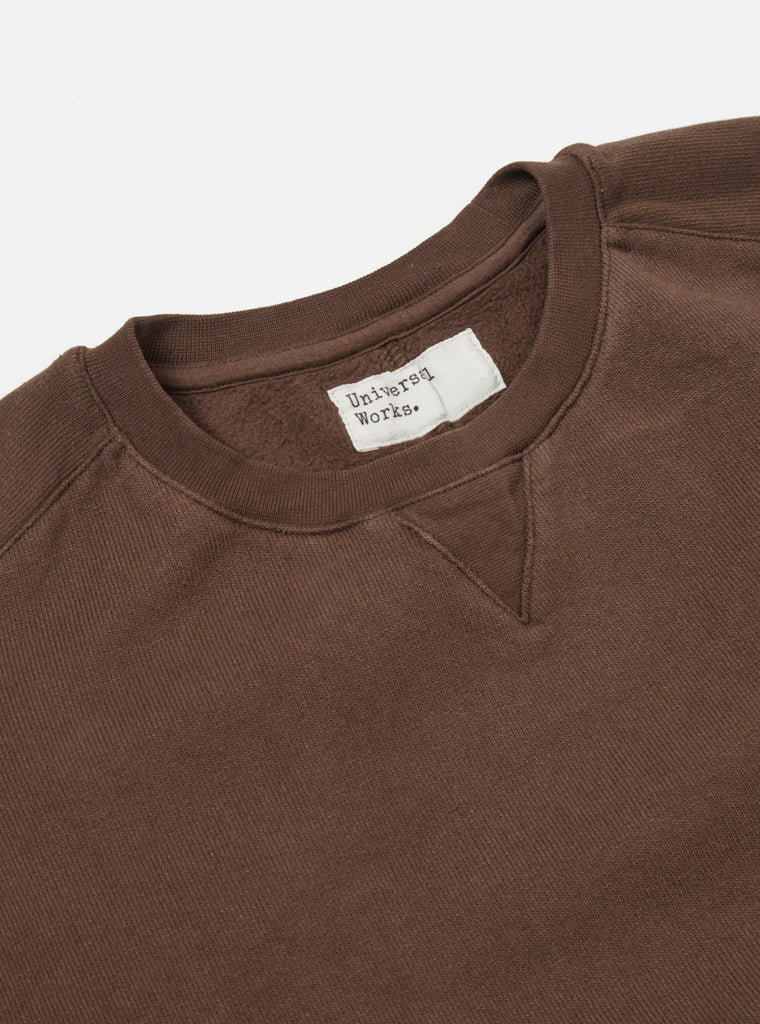 Universal Works Classic Crew Sweatshirt in Brown Dry Handle Brushback