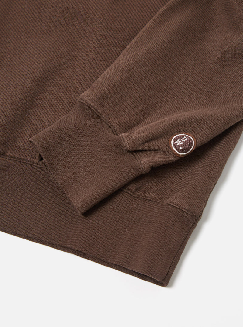 Universal Works Classic Crew Sweatshirt in Brown Dry Handle Brushback