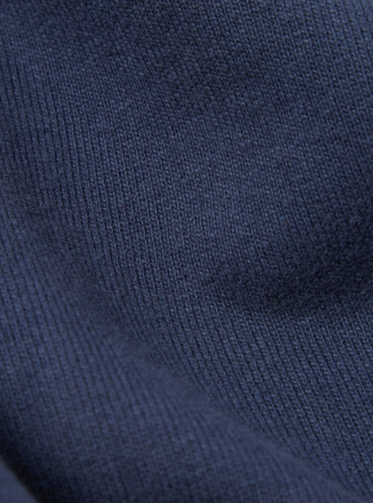 Universal Works Classic Crew Sweatshirt in Navy Dry Handle Brushback
