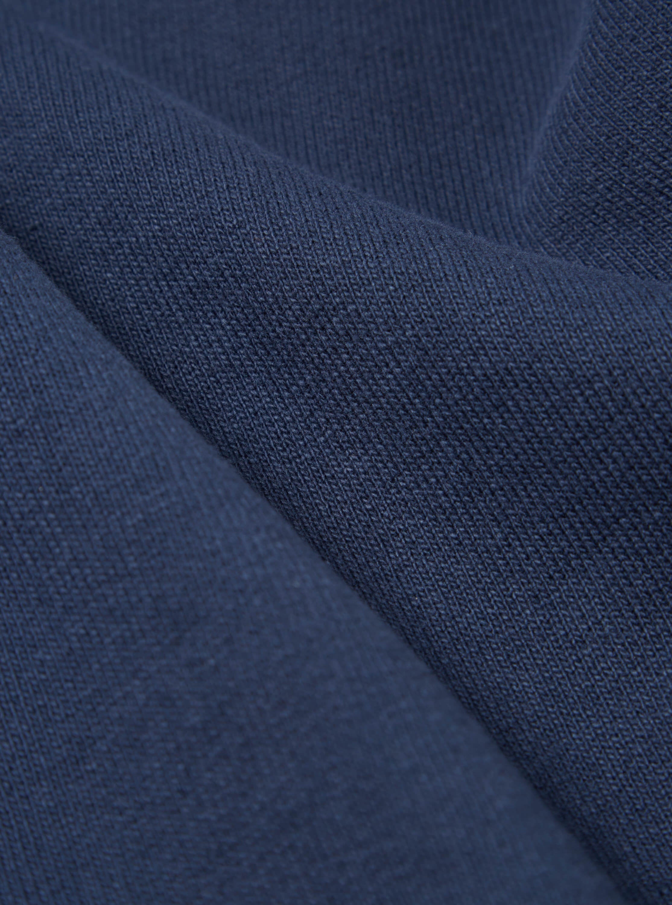 Universal Works Half Zip Sweatshirt in Navy Dry Handle Brushback