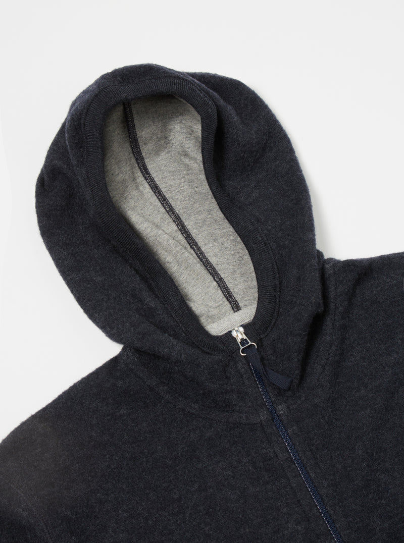 Universal Works Surfer Hoodie in Blue Soft Wool Cotton Knit