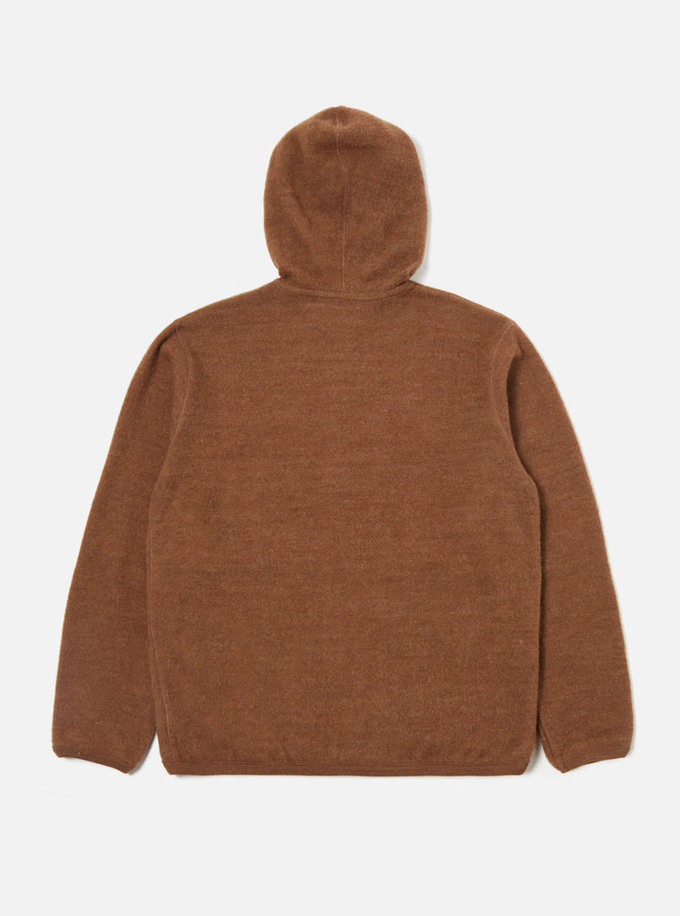 Universal Works Surfer Hoodie in Brown Soft Wool Cotton Knit