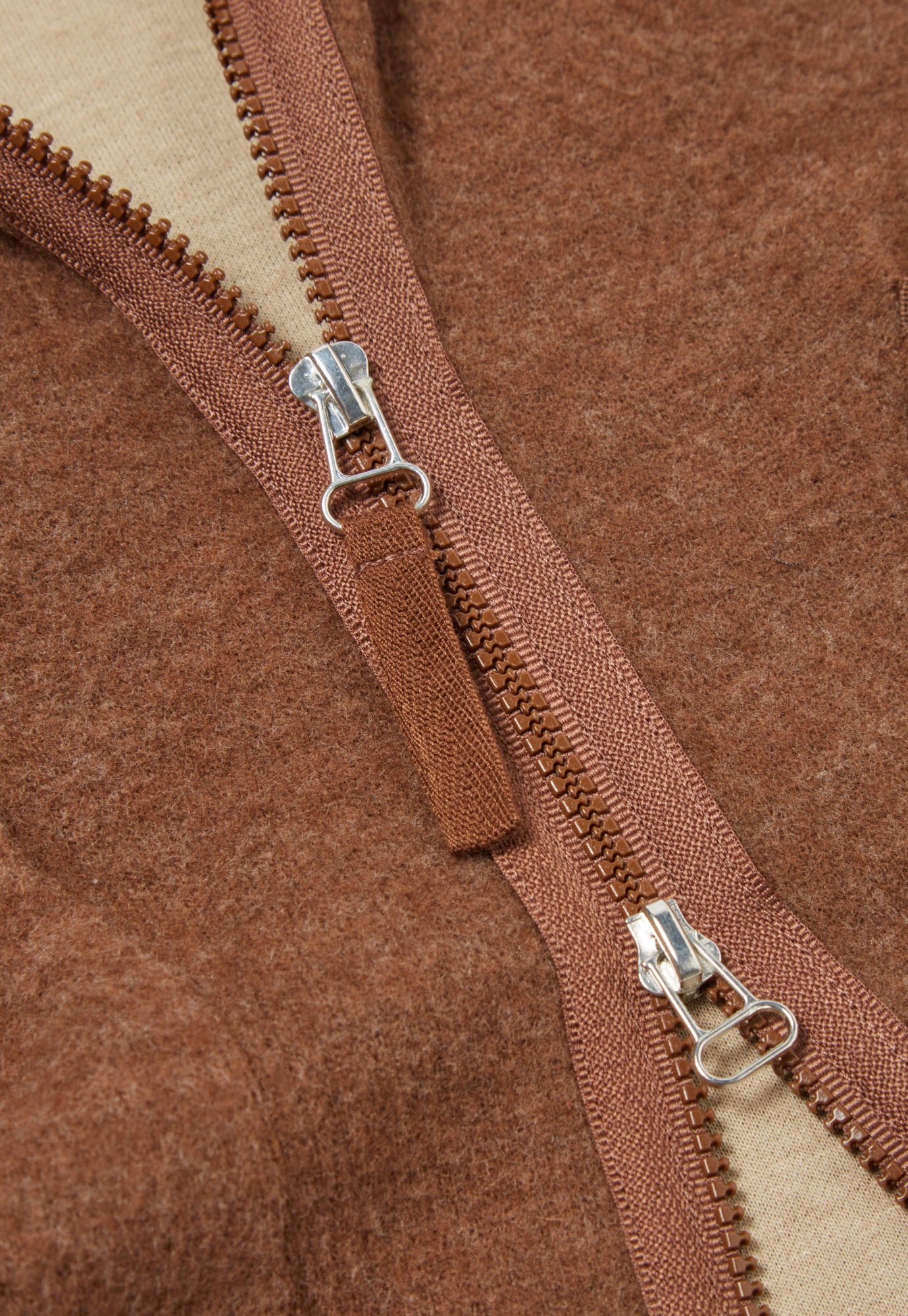 Universal Works Zip Liner Jacket in Brown Soft Wool Cotton Knit