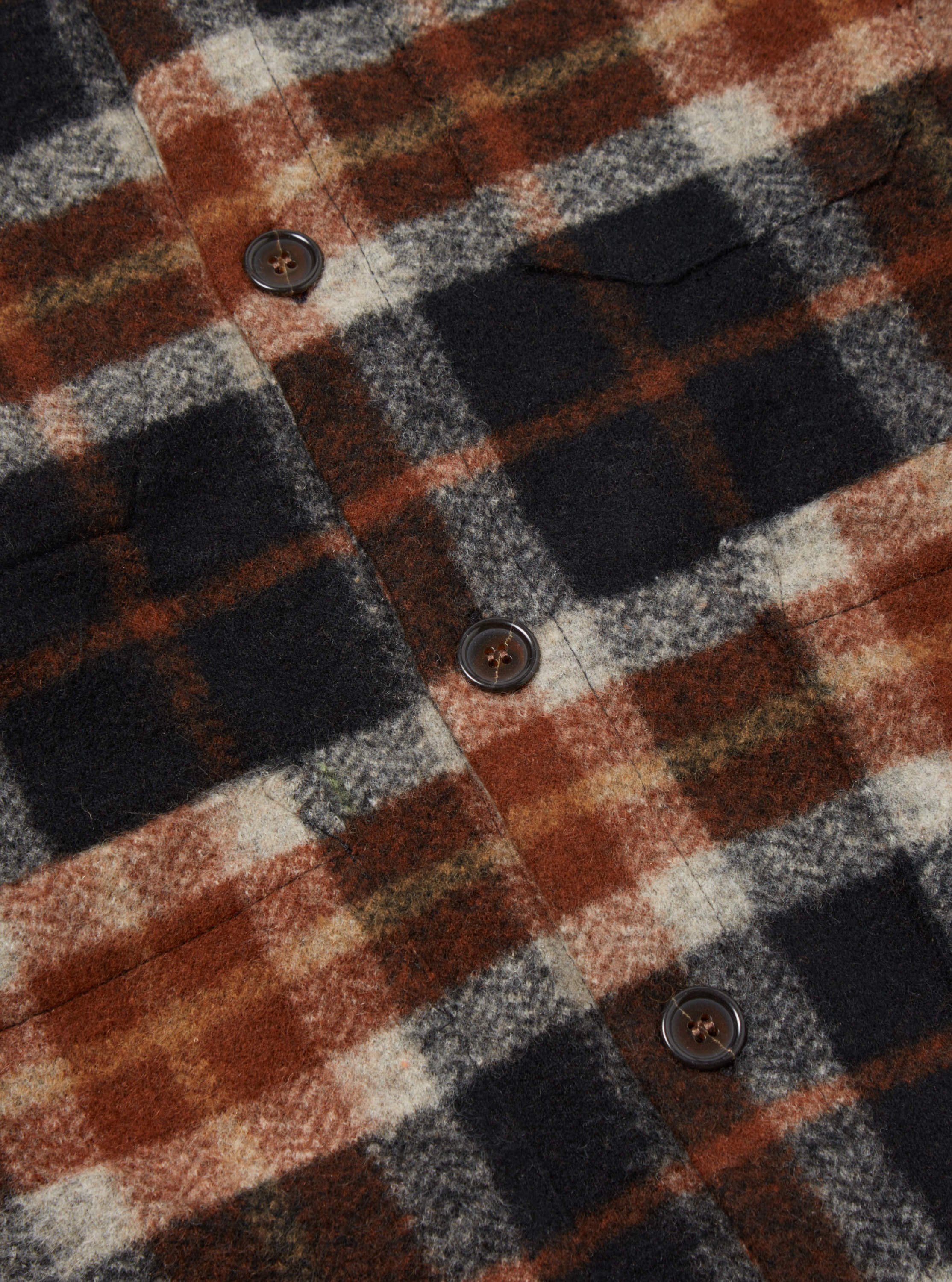 Universal Works Cardigan in Brown British Check Fleece