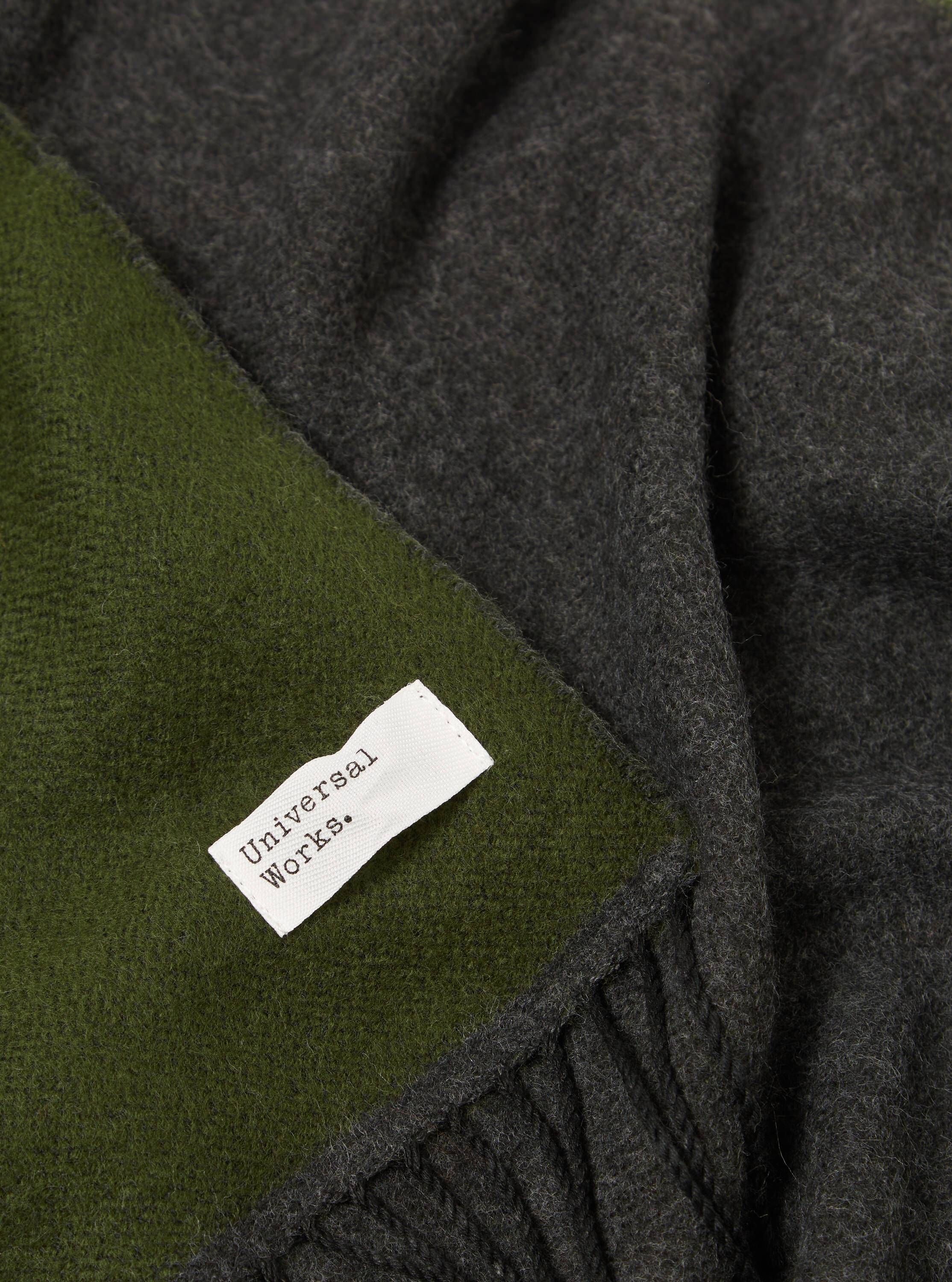 Universal Works Scarf in Green/Charcoal Double Sided