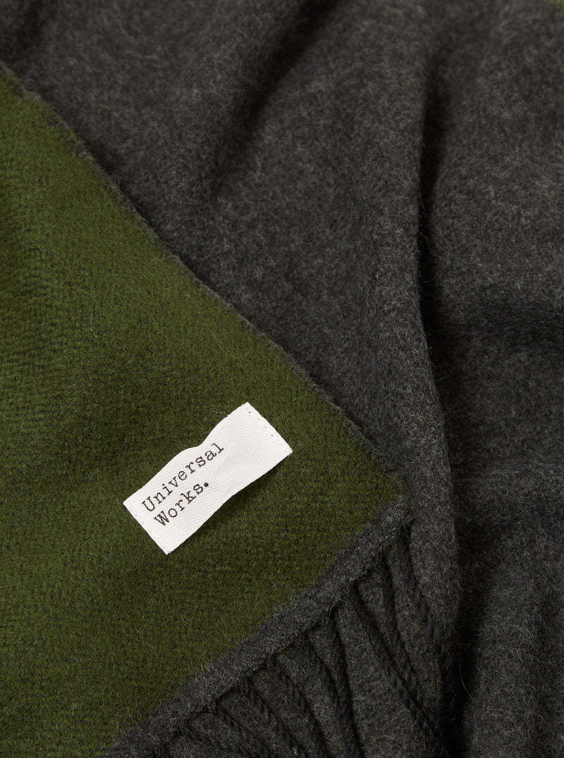 Universal Works Scarf in Green/Charcoal Double Sided