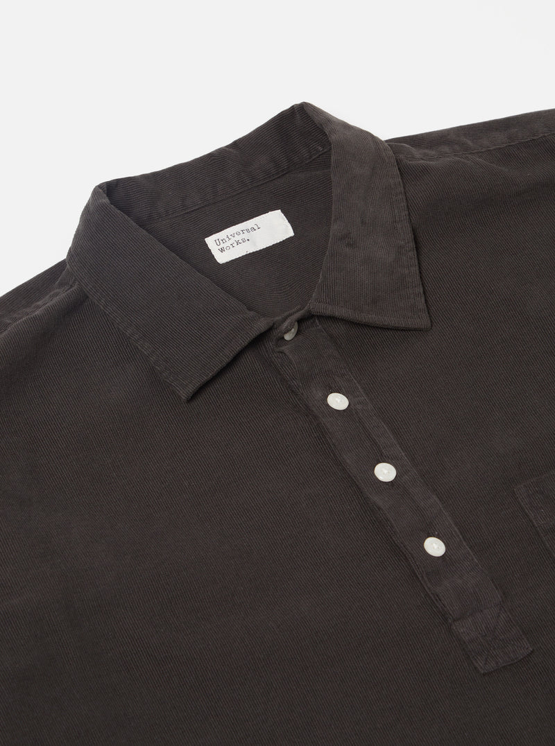 Universal Works Pullover L/S Shirt in Licorice Super Fine Cord