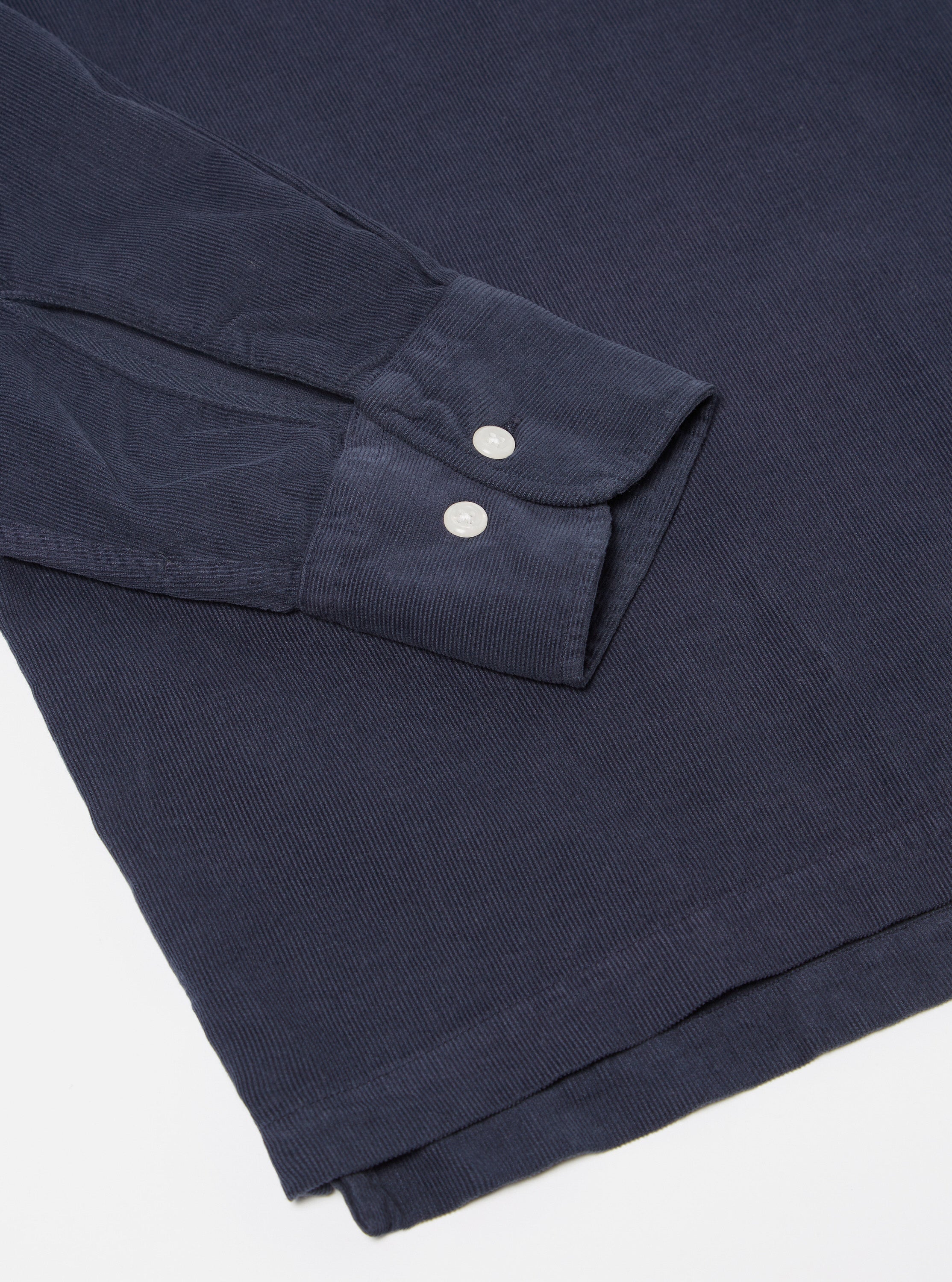 Universal Works Pullover L/S Shirt in Navy Super Fine Cord