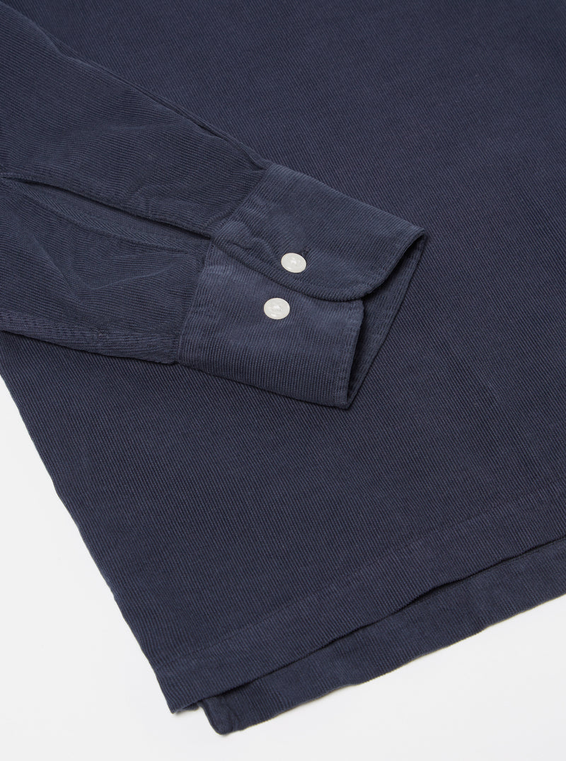 Universal Works Pullover L/S Shirt in Navy Super Fine Cord