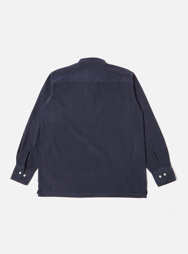 Universal Works Pullover L/S Shirt in Navy Super Fine Cord