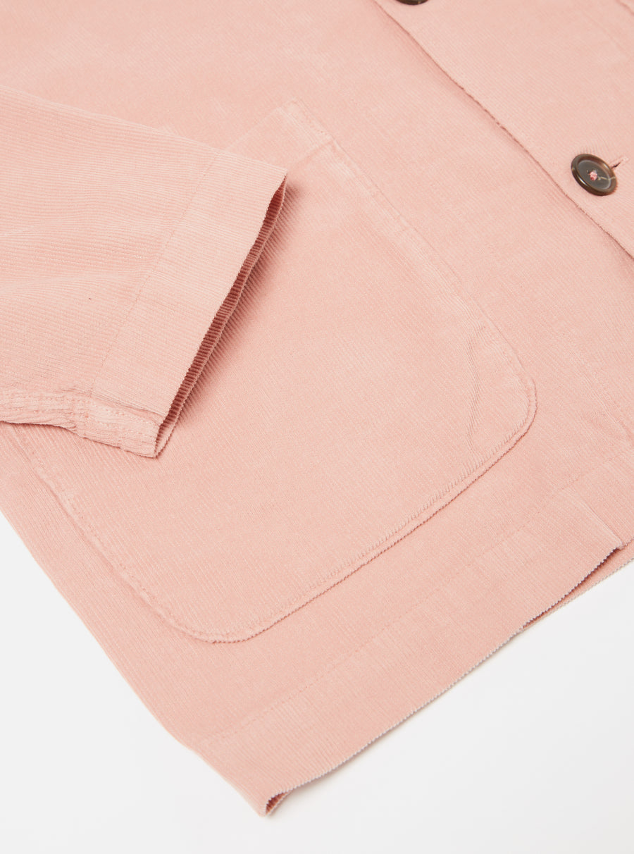 Universal Works Bakers Overshirt in Pink Fine Cord