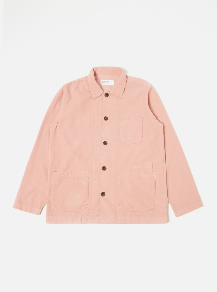 Universal Works Bakers Overshirt in Pink Fine Cord