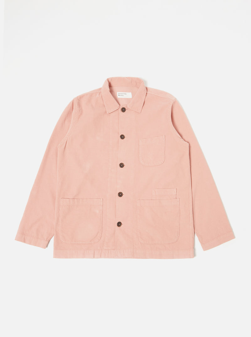 Universal Works Bakers Overshirt in Pink Fine Cord