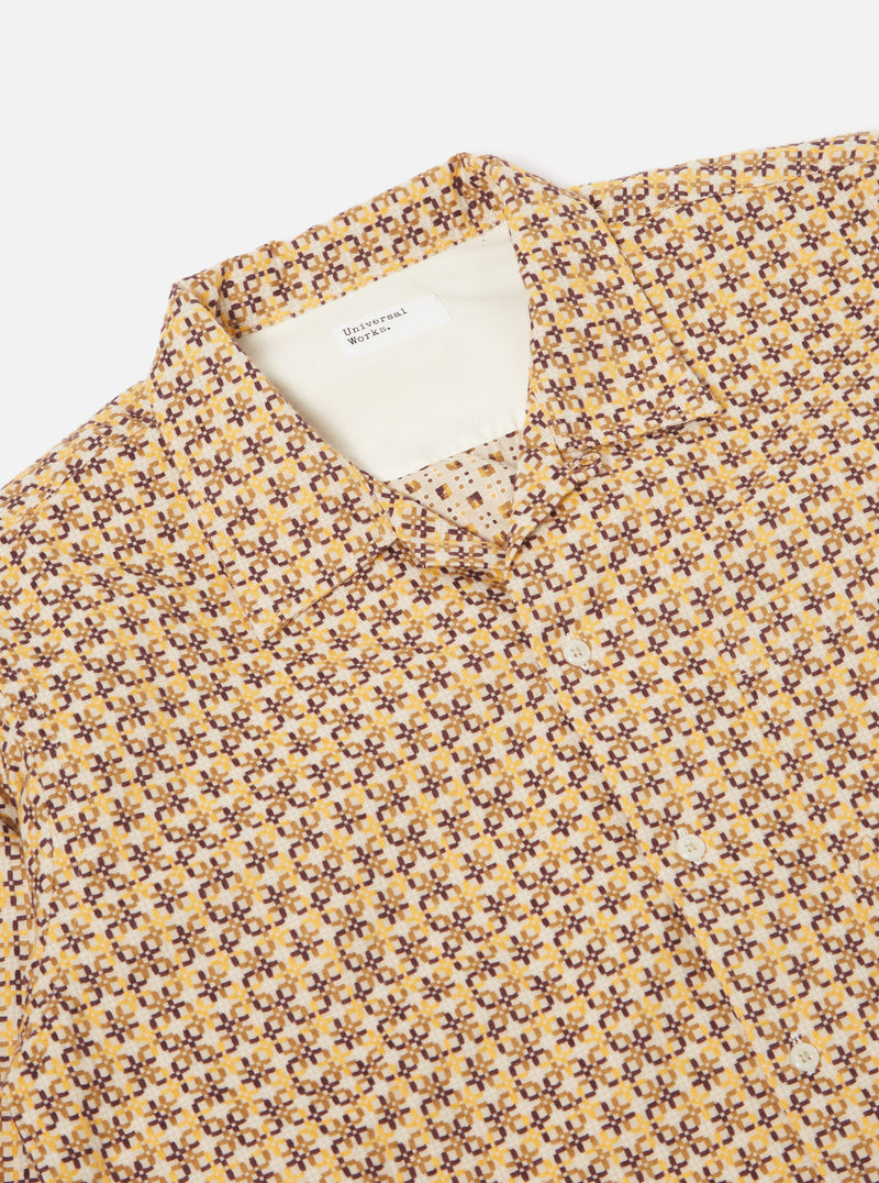 Universal Works L/S Camp Shirt in Taupe Carlos Cotton