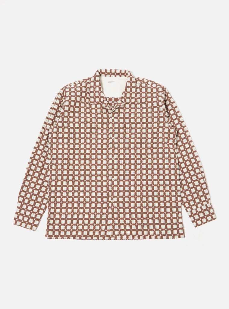 Universal Works L/S Camp Shirt in Sand Delos 8 Cotton
