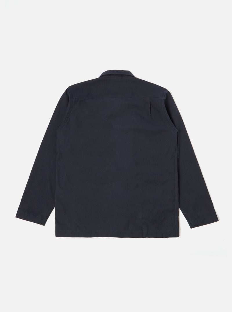Universal Works Dockside Overshirt in Navy Cotton/Wool Twill