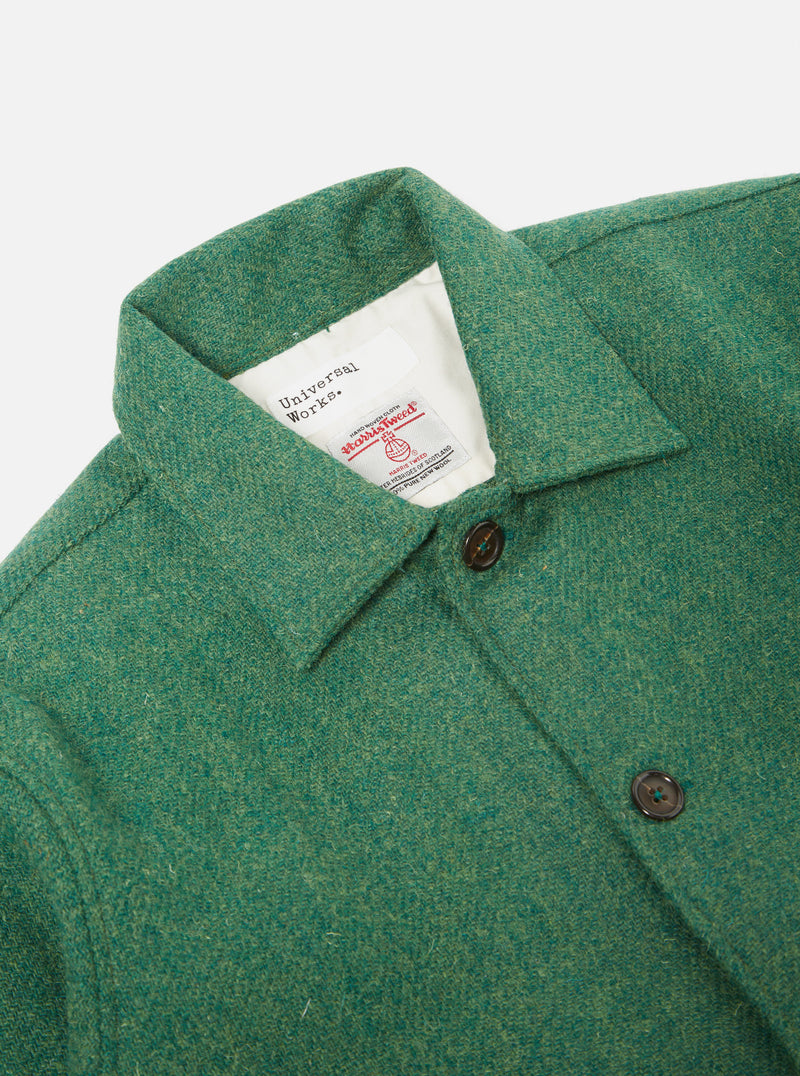 Universal Works Easy Over Jacket in Green Harris Tweed