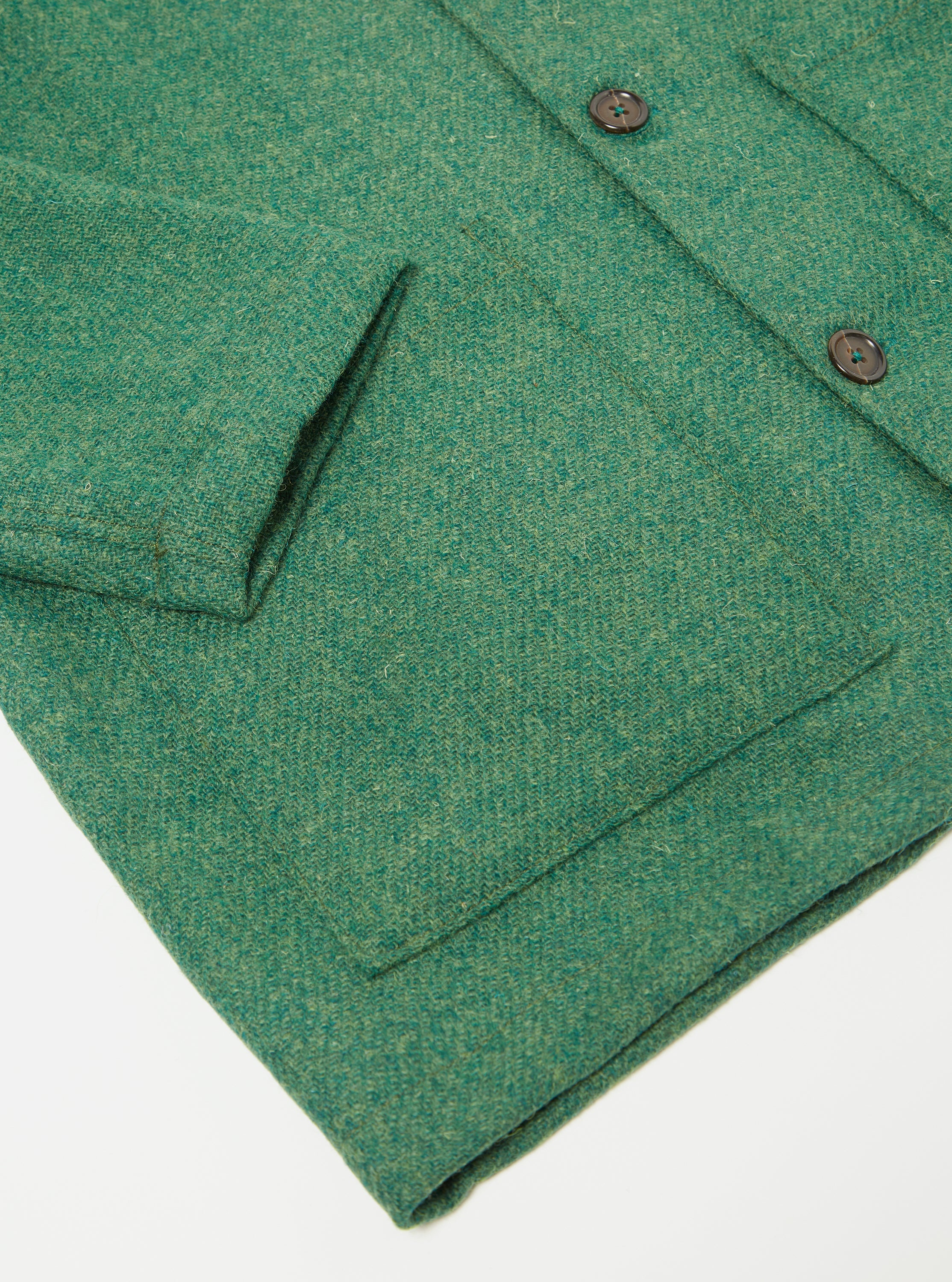 Universal Works Easy Over Jacket in Green Harris Tweed