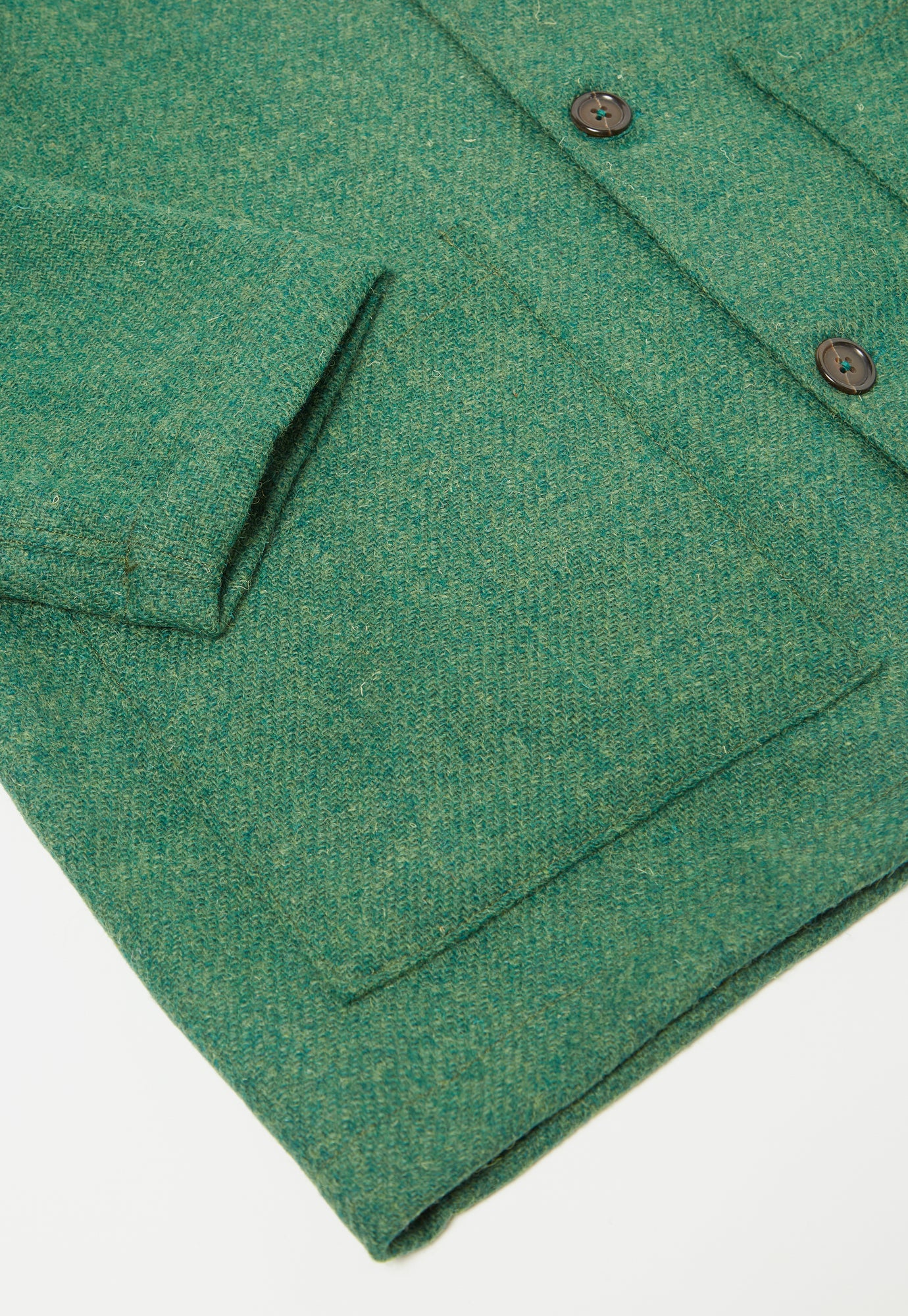 Universal Works Easy Over Jacket in Green Harris Tweed