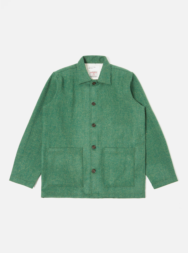 Universal Works Easy Over Jacket in Green Harris Tweed