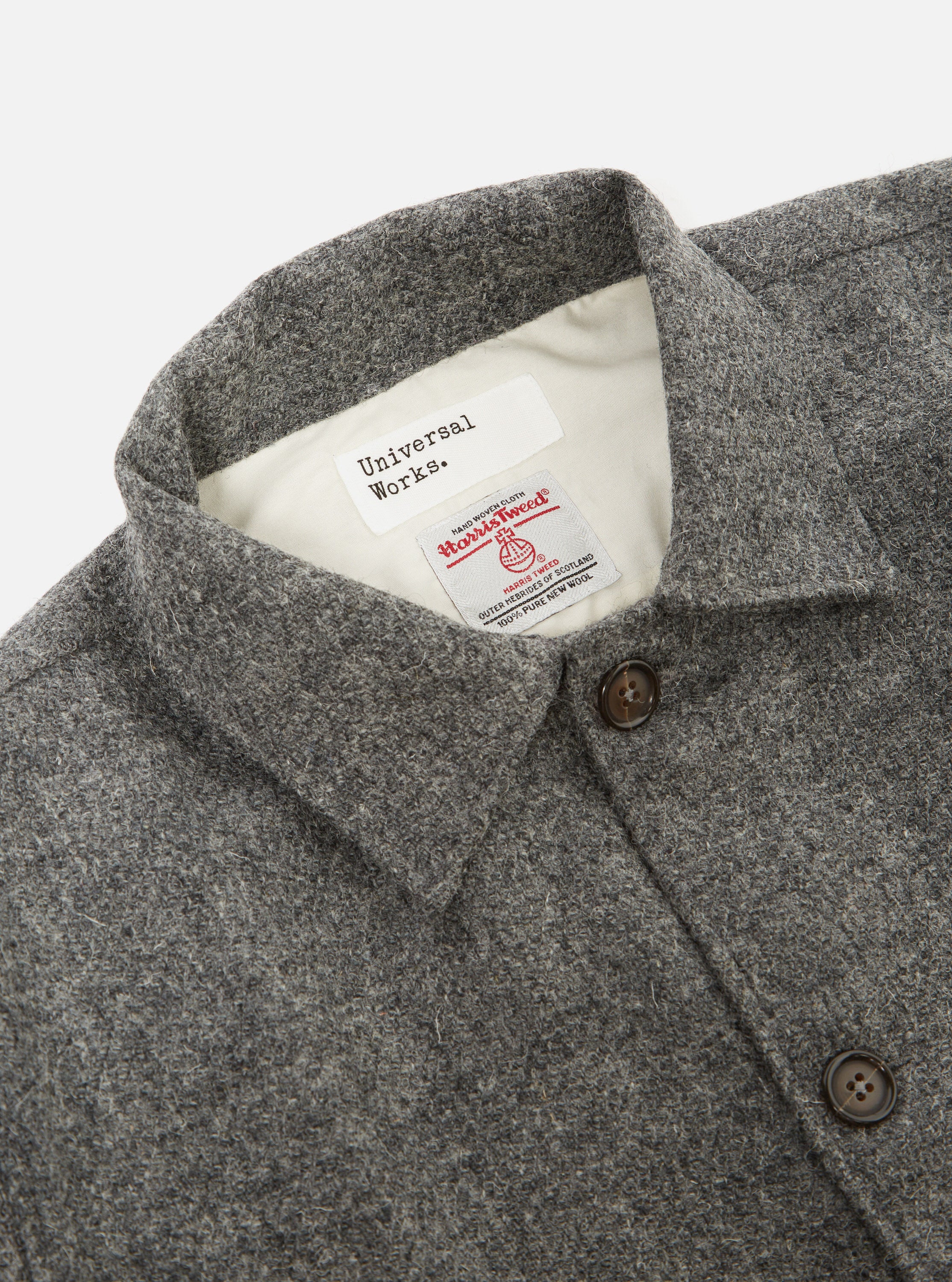 Universal Works Easy Over Jacket in Grey Harris Tweed