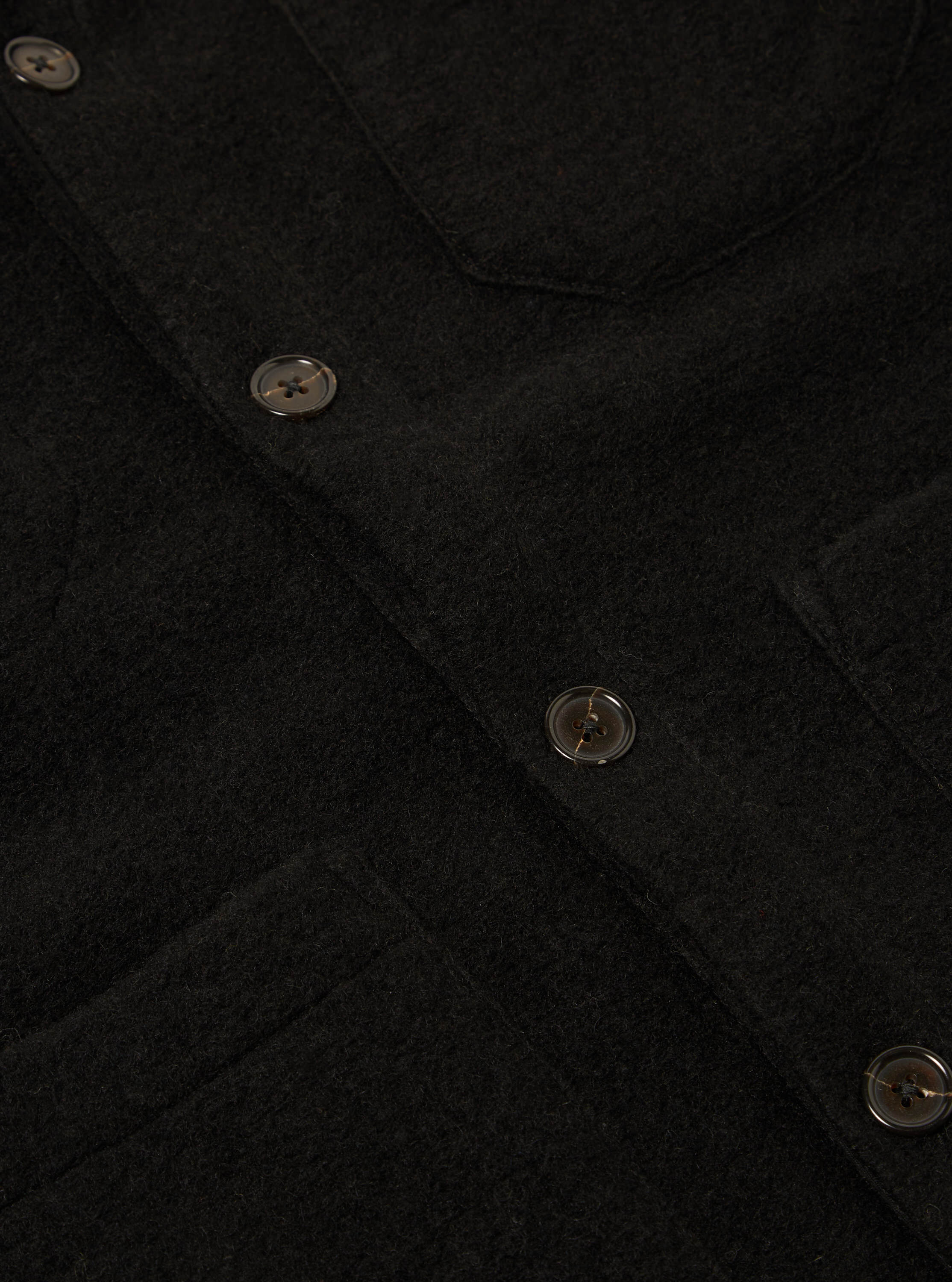 Universal Works Cardigan in Black Wool Fleece