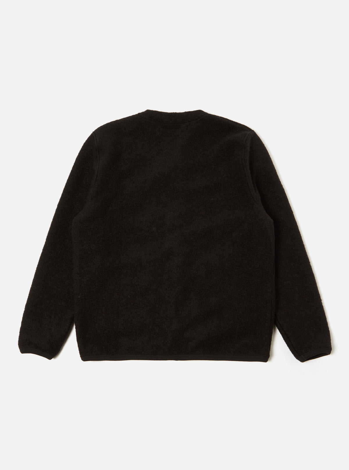 Universal Works Cardigan in Black Wool Fleece