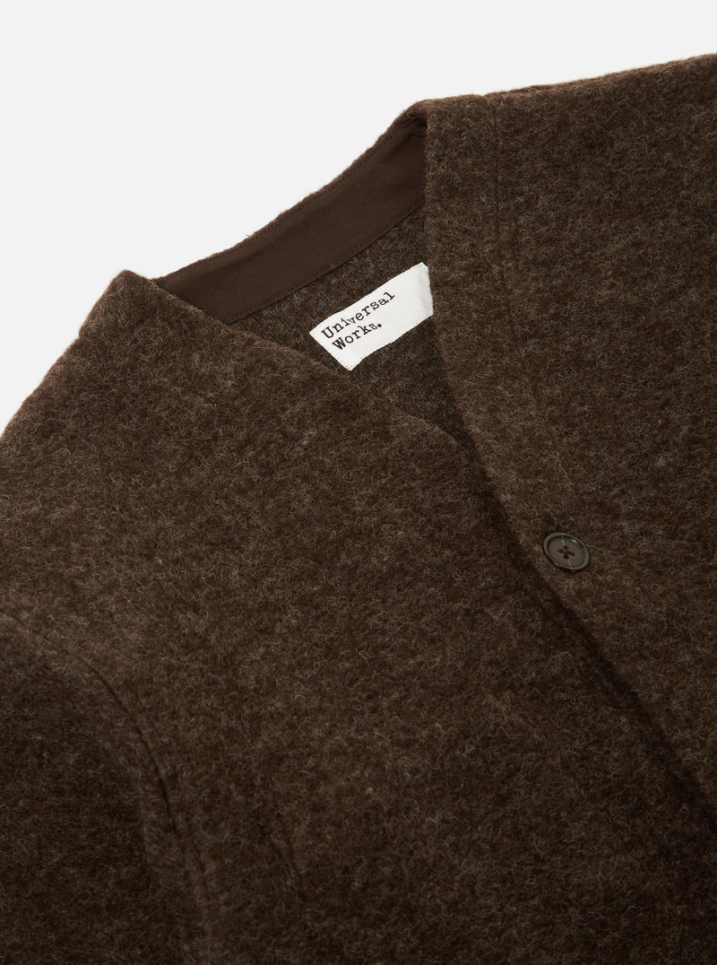 Universal Works Cardigan in Brown Wool Fleece