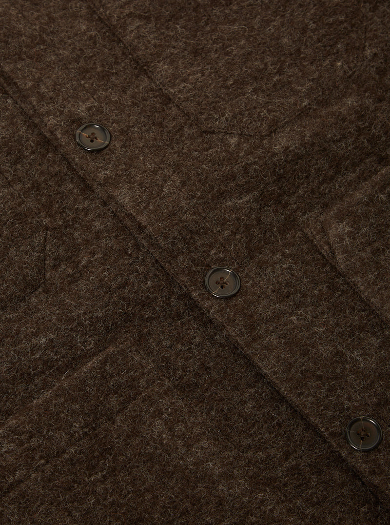 Universal Works Cardigan in Brown Wool Fleece