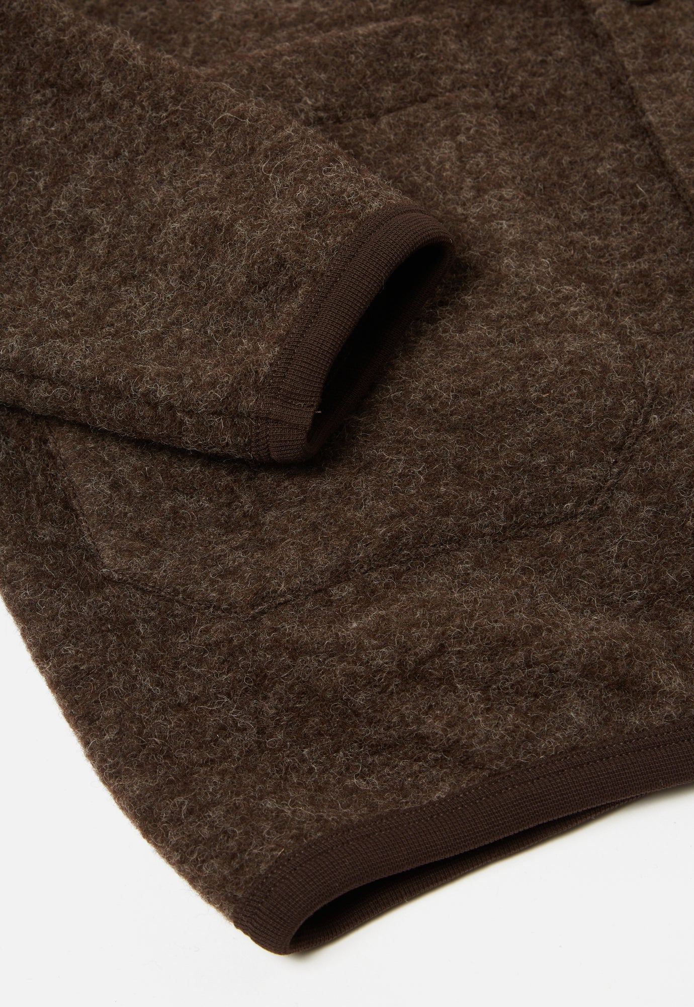Universal Works Cardigan in Brown Wool Fleece
