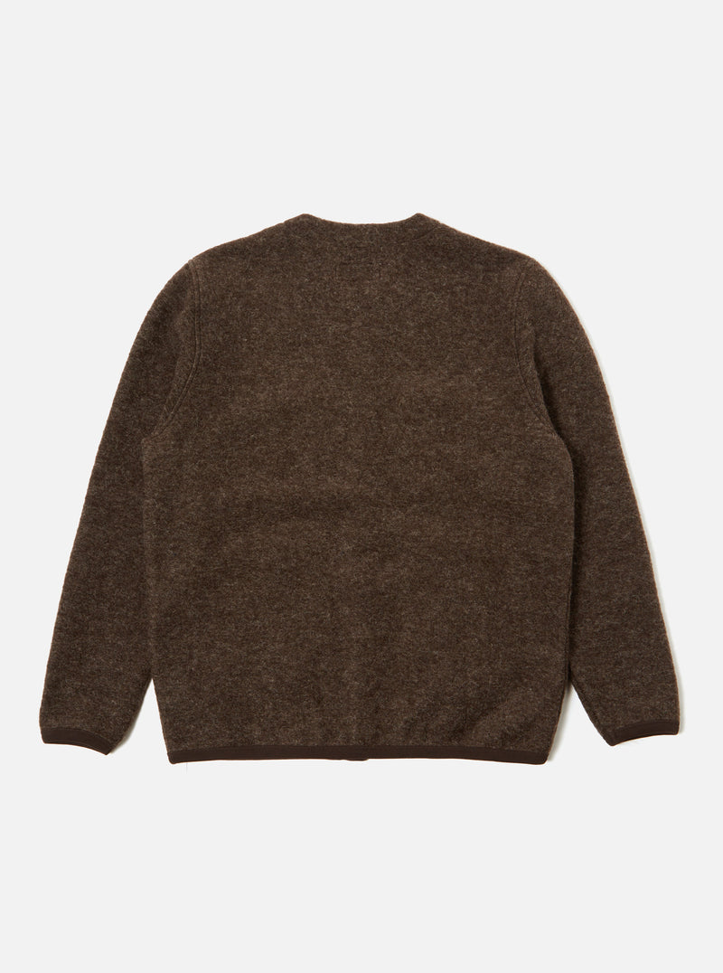 Universal Works Cardigan in Brown Wool Fleece
