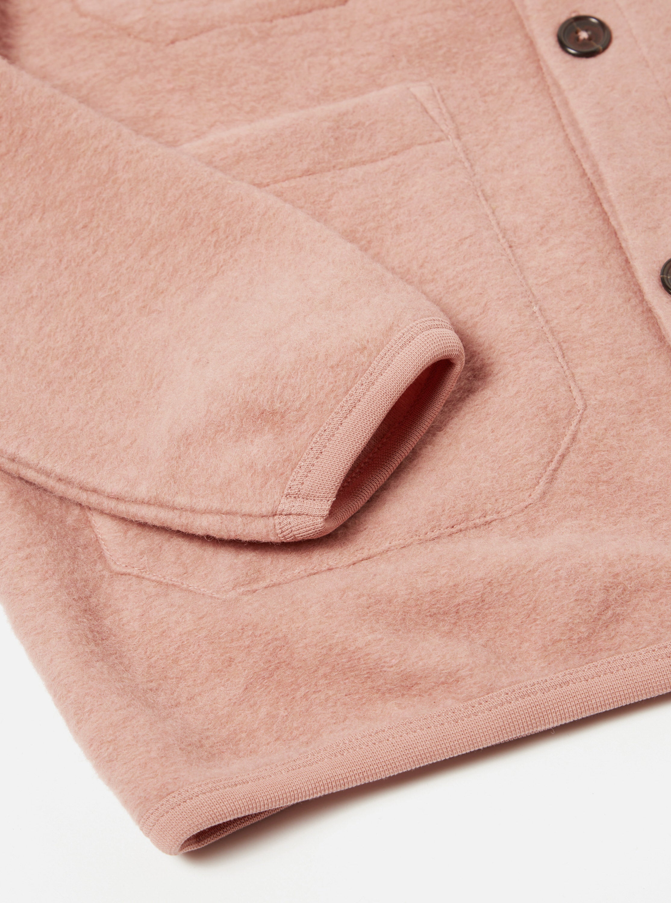 Universal Works Cardigan in Pink Wool Fleece