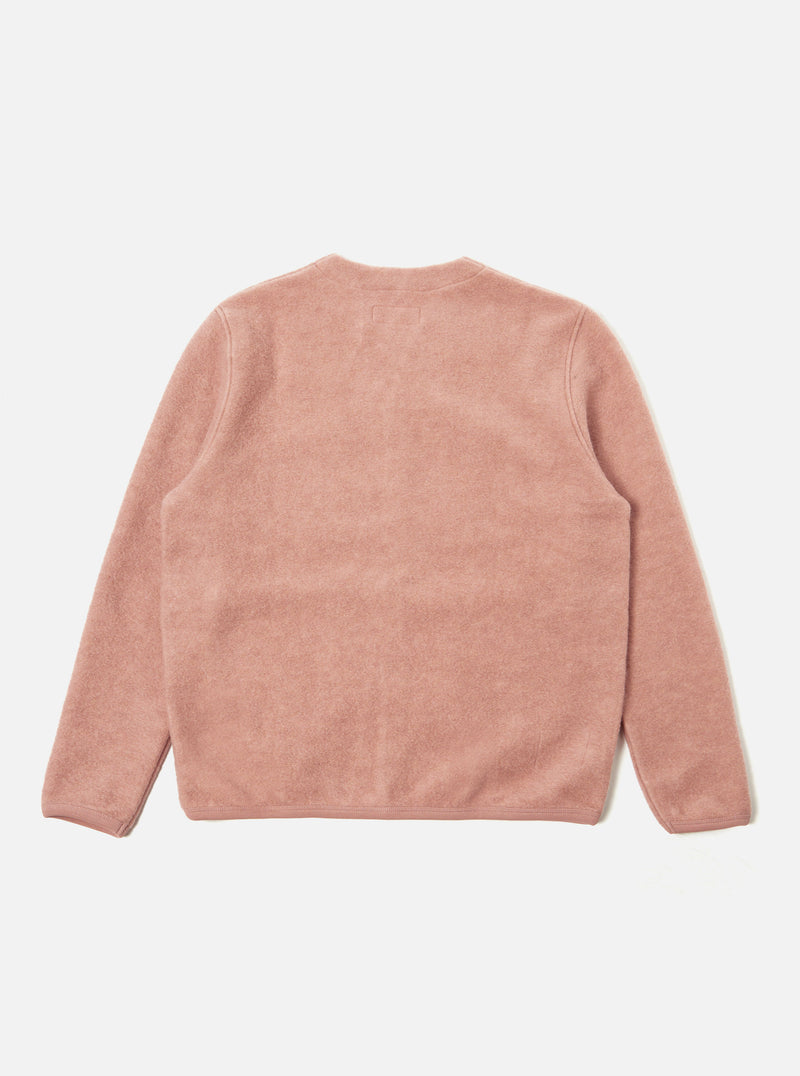 Universal Works Cardigan in Pink Wool Fleece