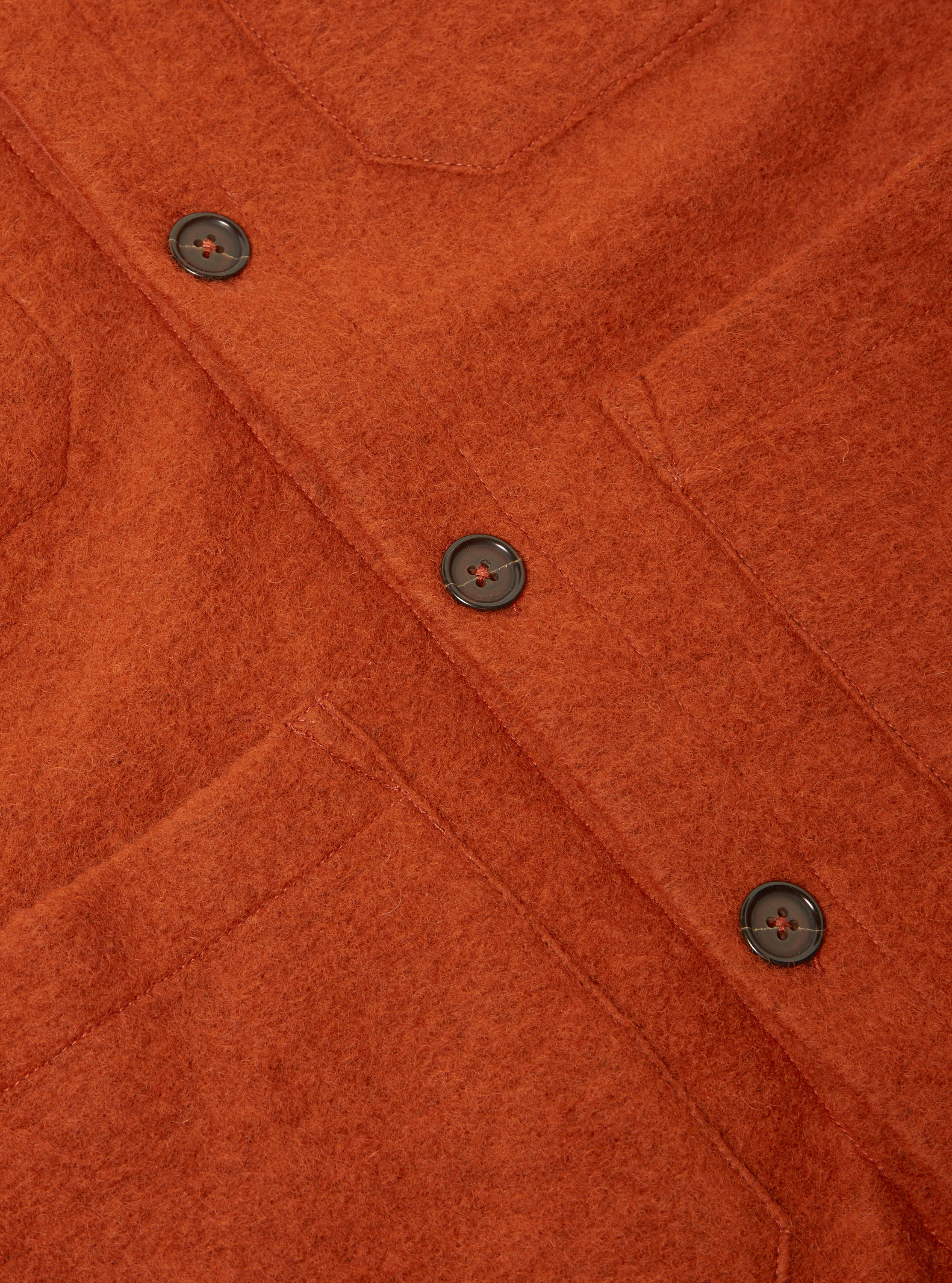 Universal Works Cardigan in Orange Wool Fleece
