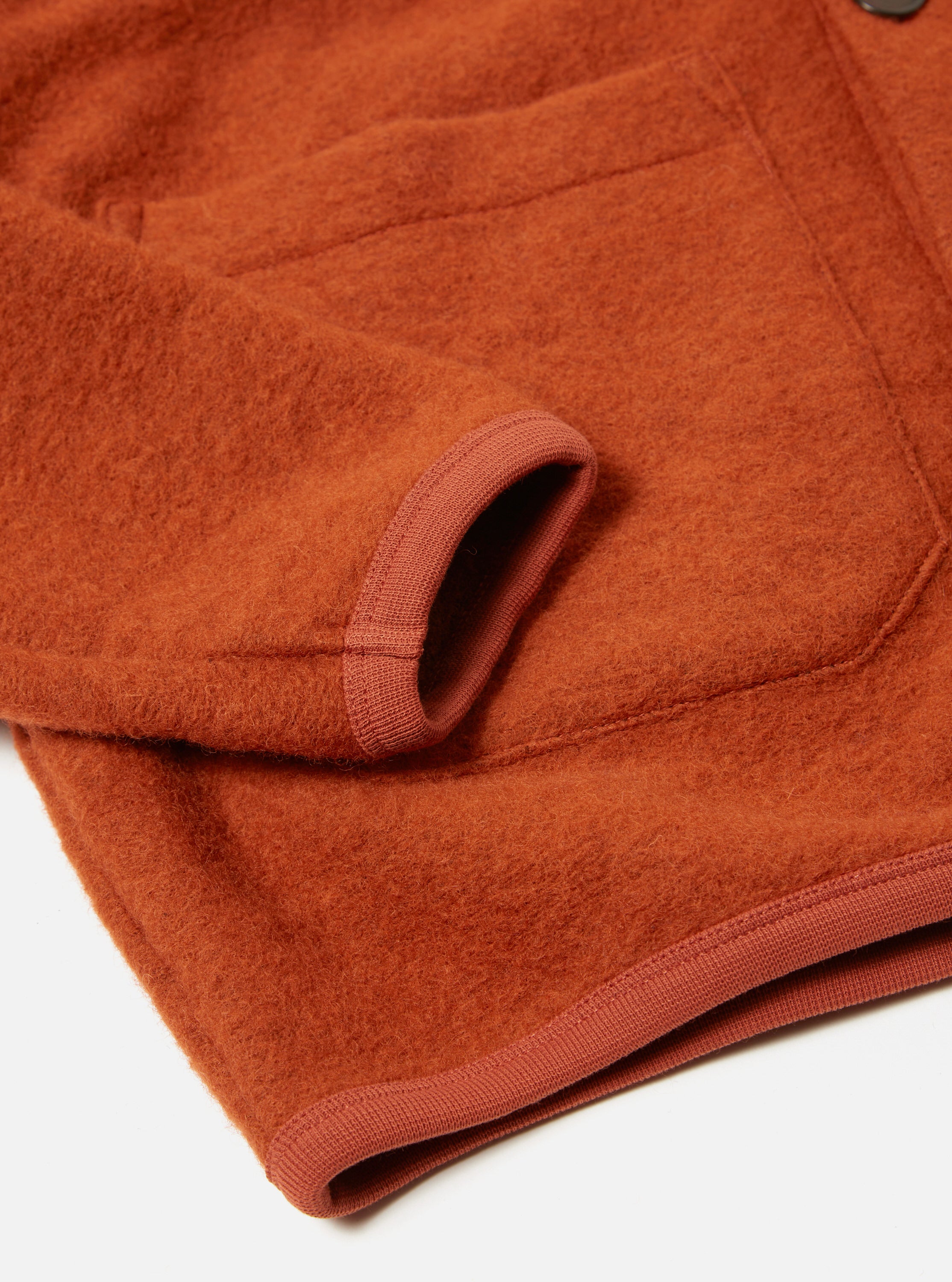 Universal Works Cardigan in Orange Wool Fleece