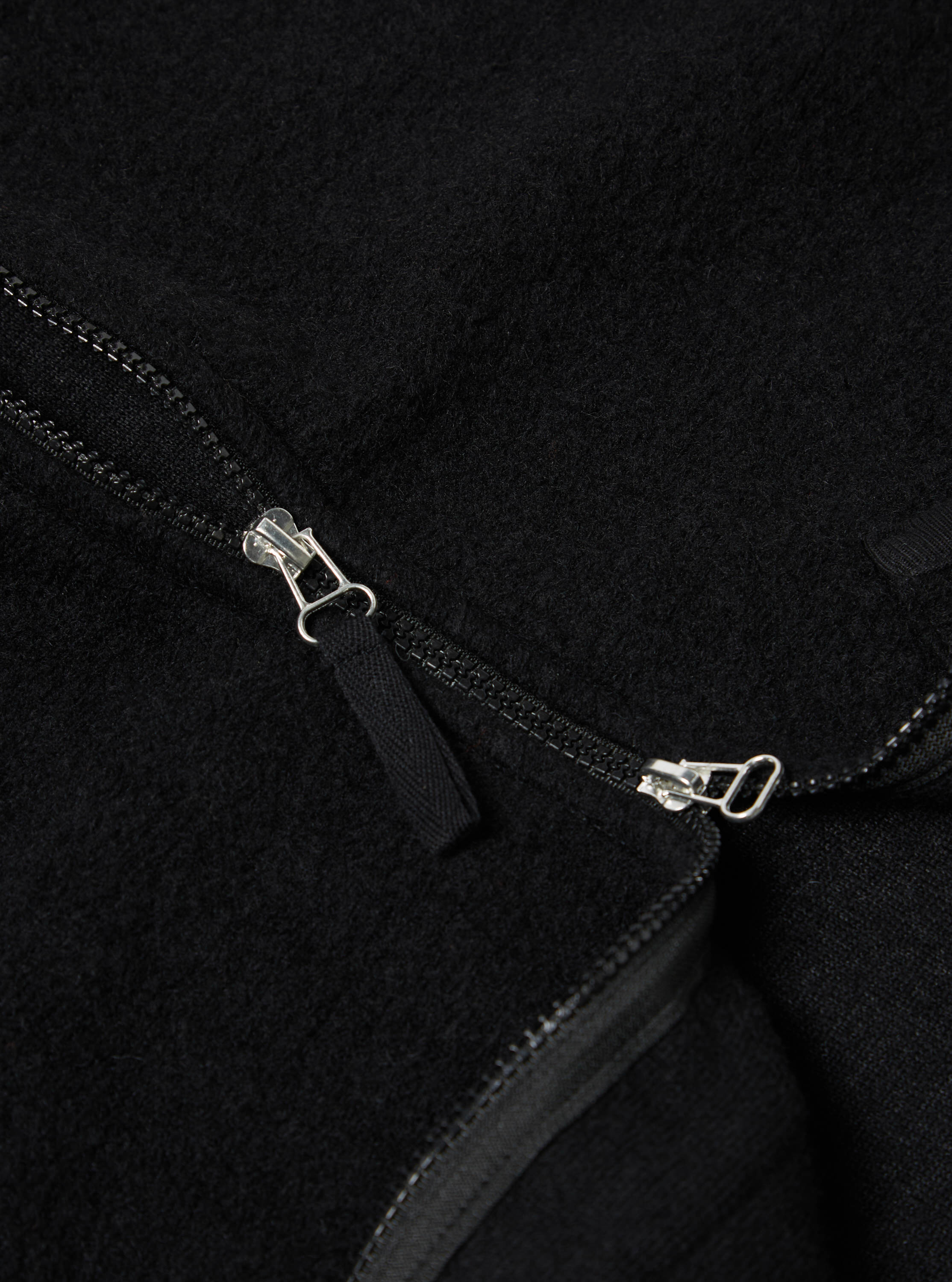 Universal Works Zip Waistcoat in Black Wool Fleece