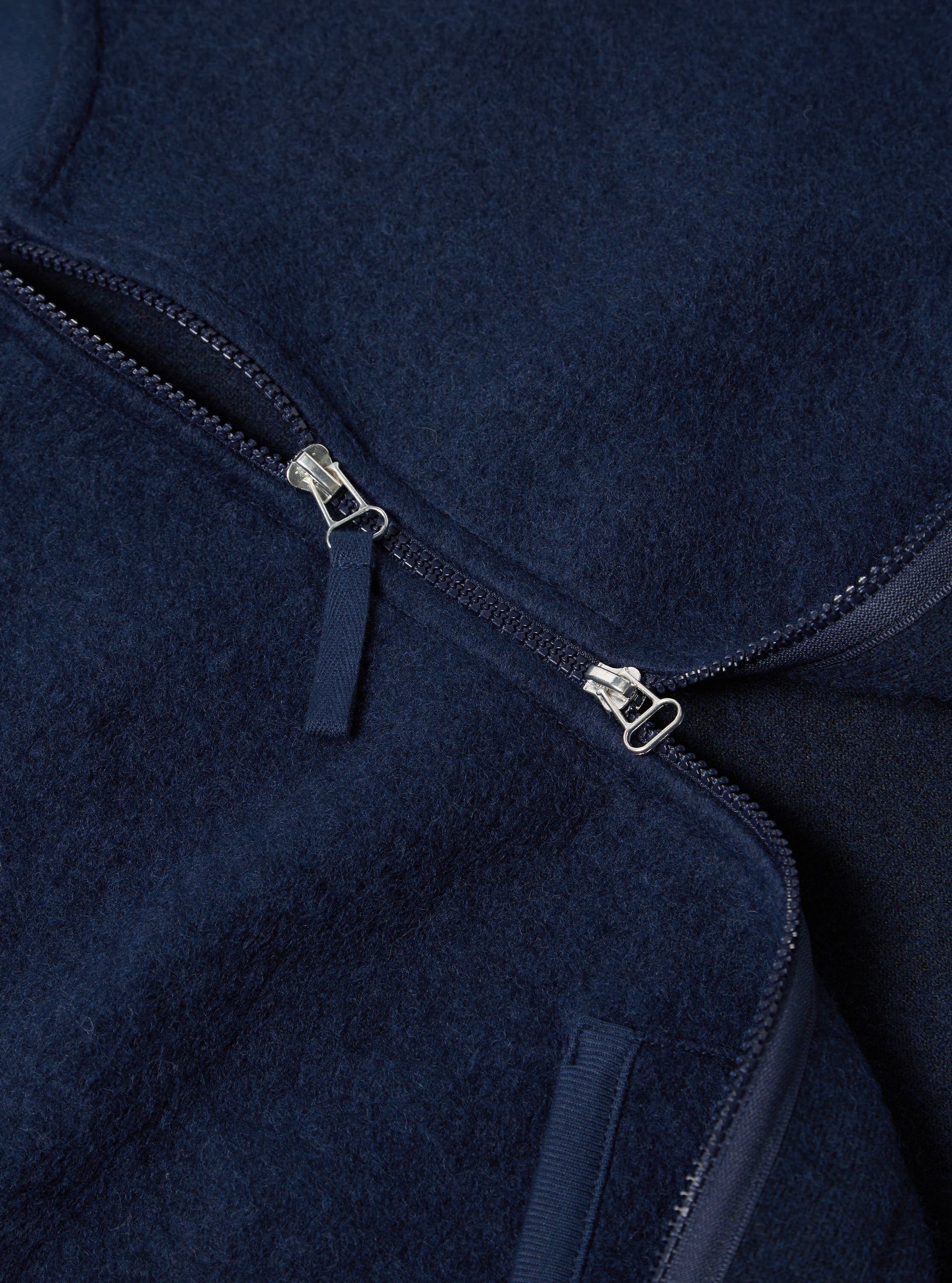 Universal Works Zip Waistcoat in Indigo Wool Fleece