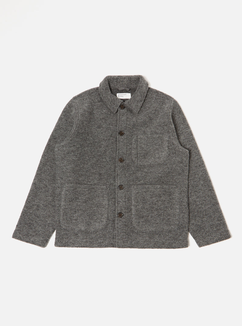 Universal Works Field Jacket in Grey Marl Wool Fleece
