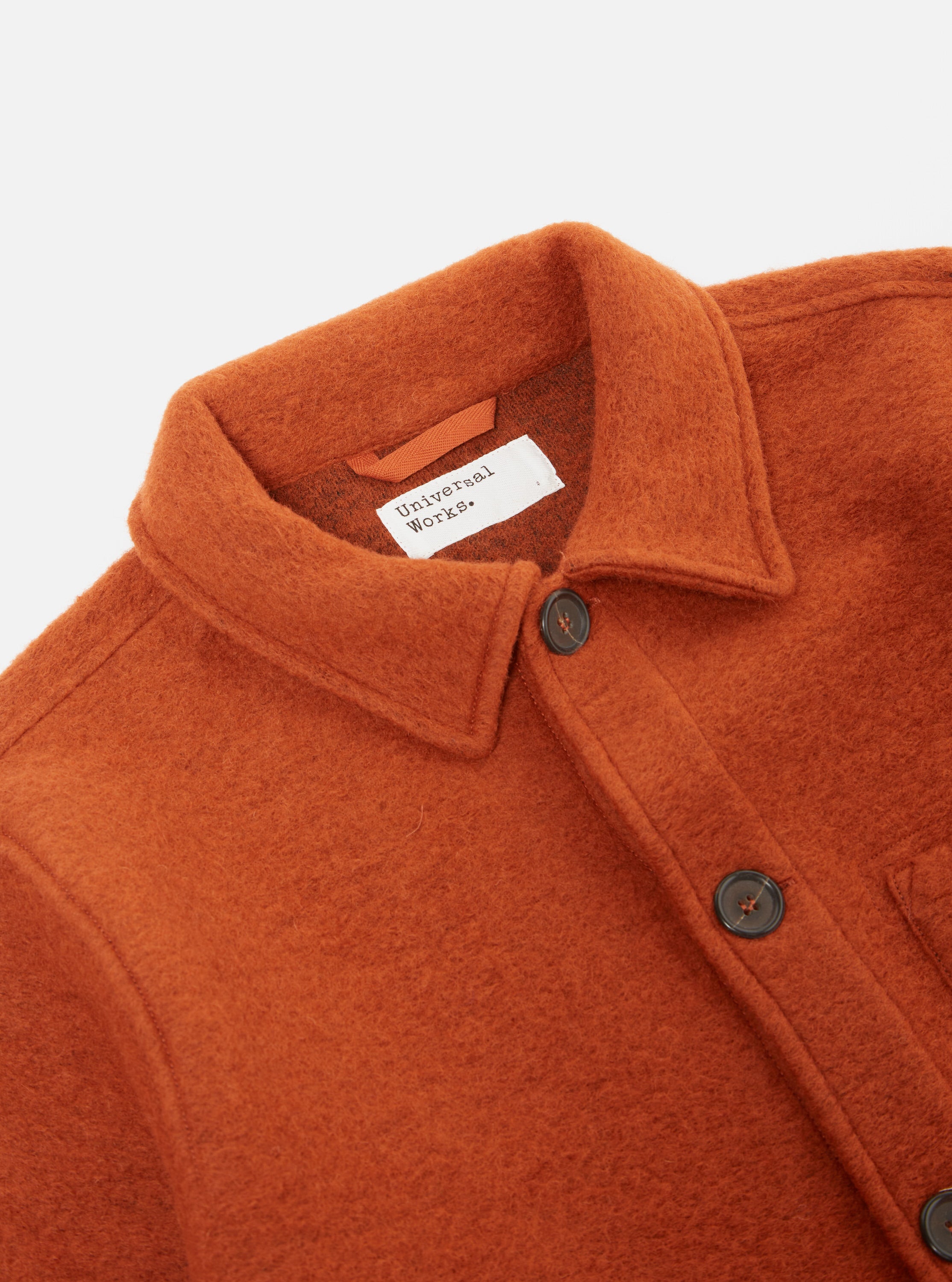Universal Works Field Jacket in Orange Wool Fleece